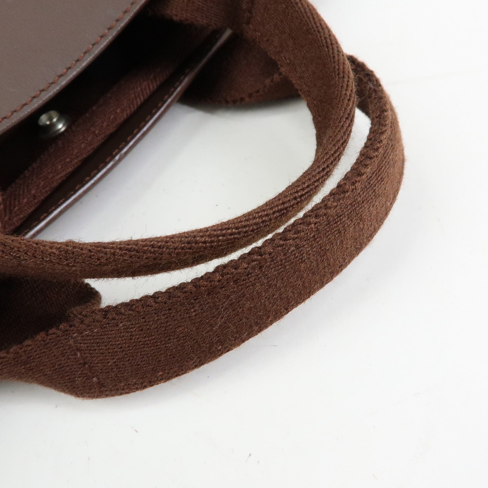 HERMES Toile Chevron Valparaiso Long PM Hand Bag Brown