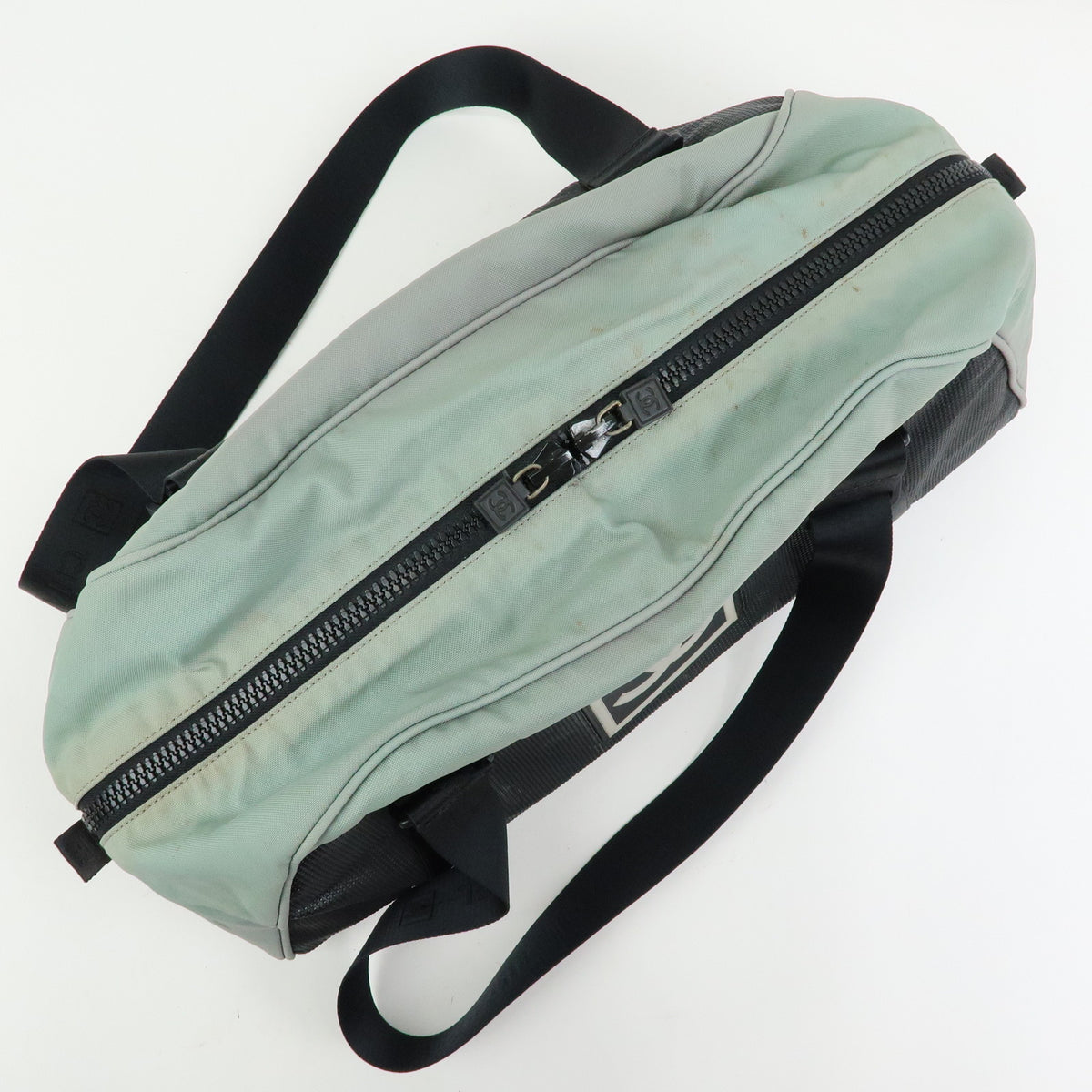 CHANEL Sport Line Nylon Canvas  Boston Bag Black Emerald Green