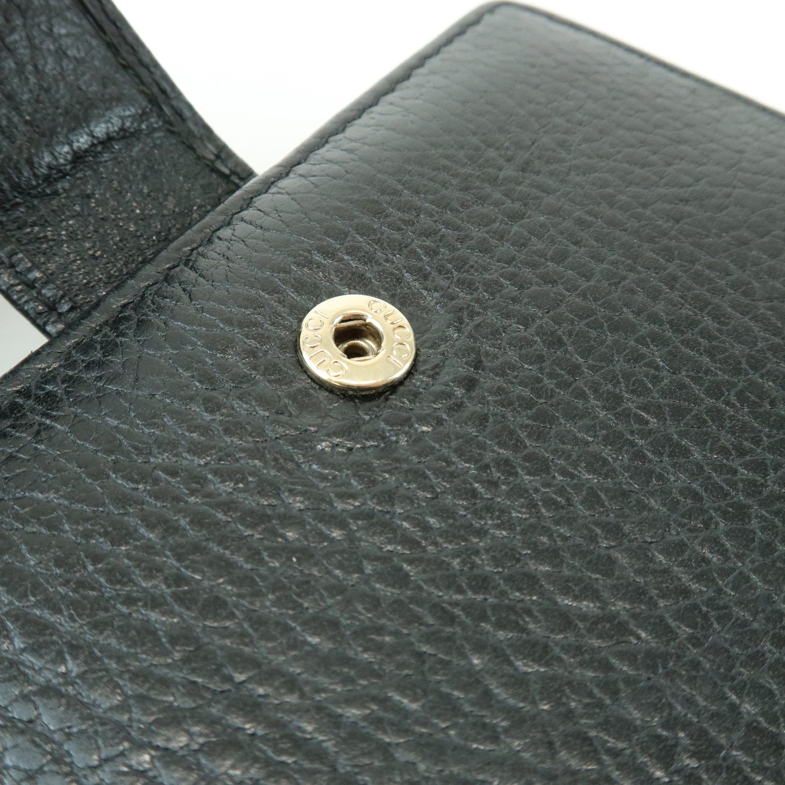 GUCCI Interlocking G Leather Bi-fold Compact Wallet Black 615525