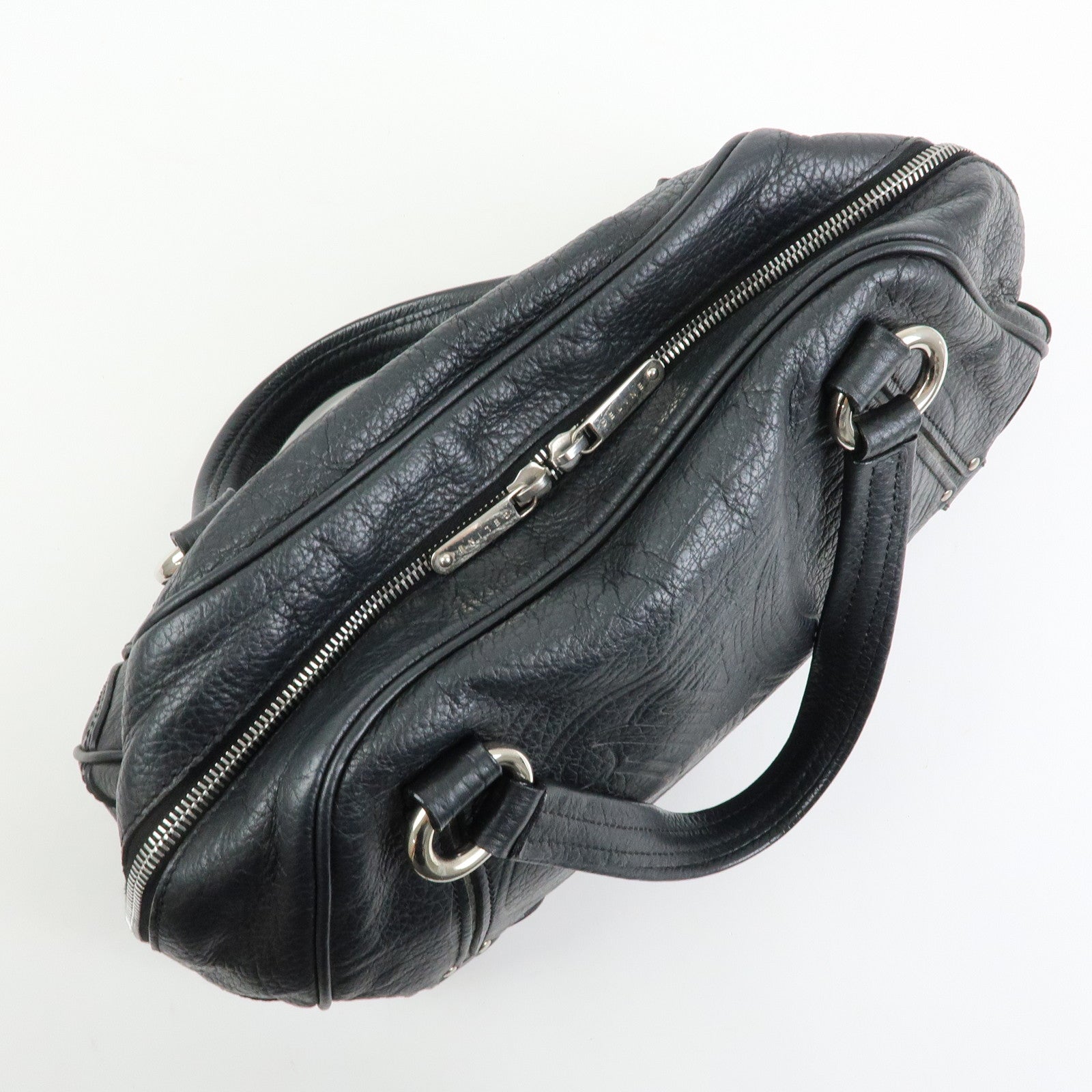 CELINE Macadam Leather Shoulder Bag Hand Bag Black