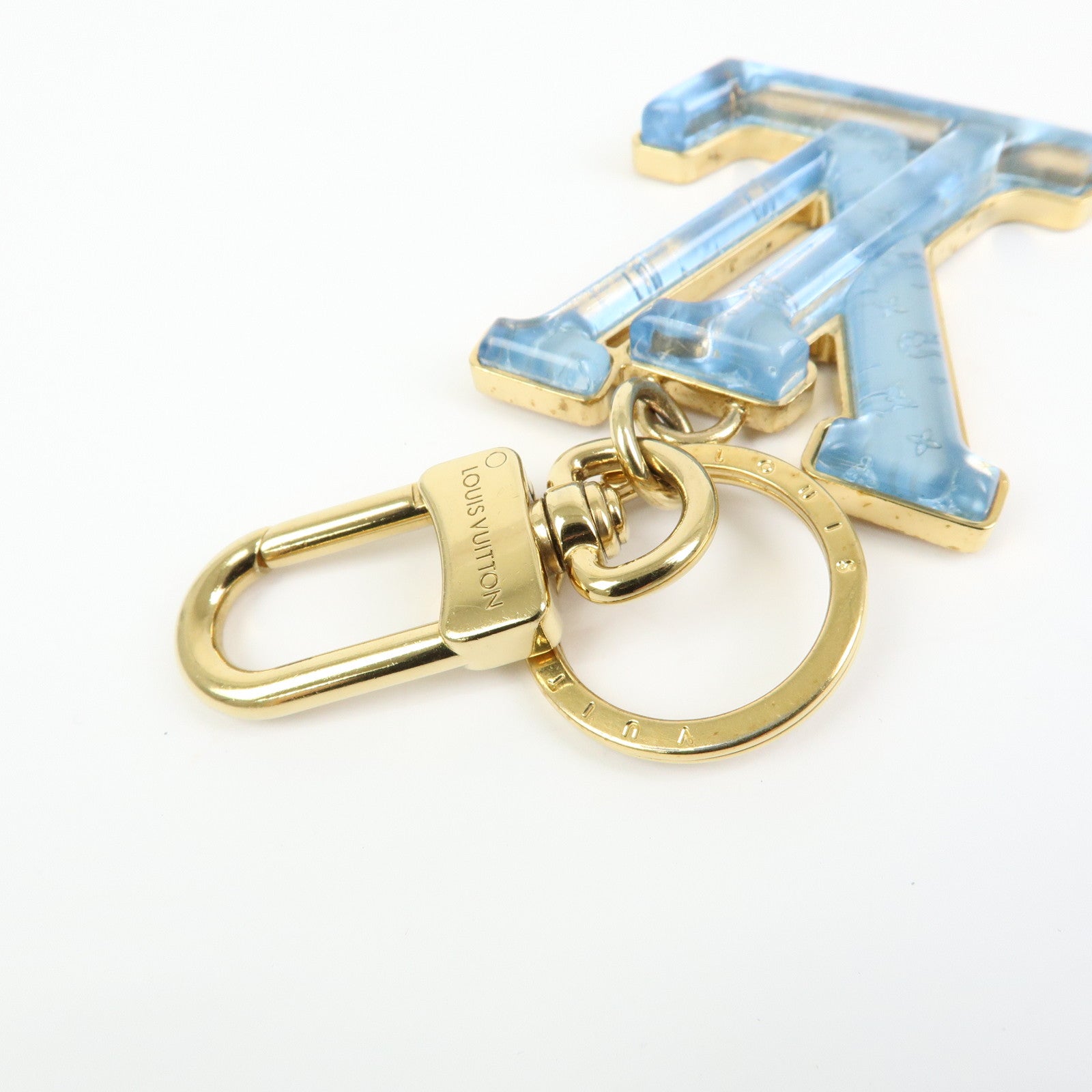 Louis Vuitton LV Gloss Metal Key Ring Bag Charm Blue M02590