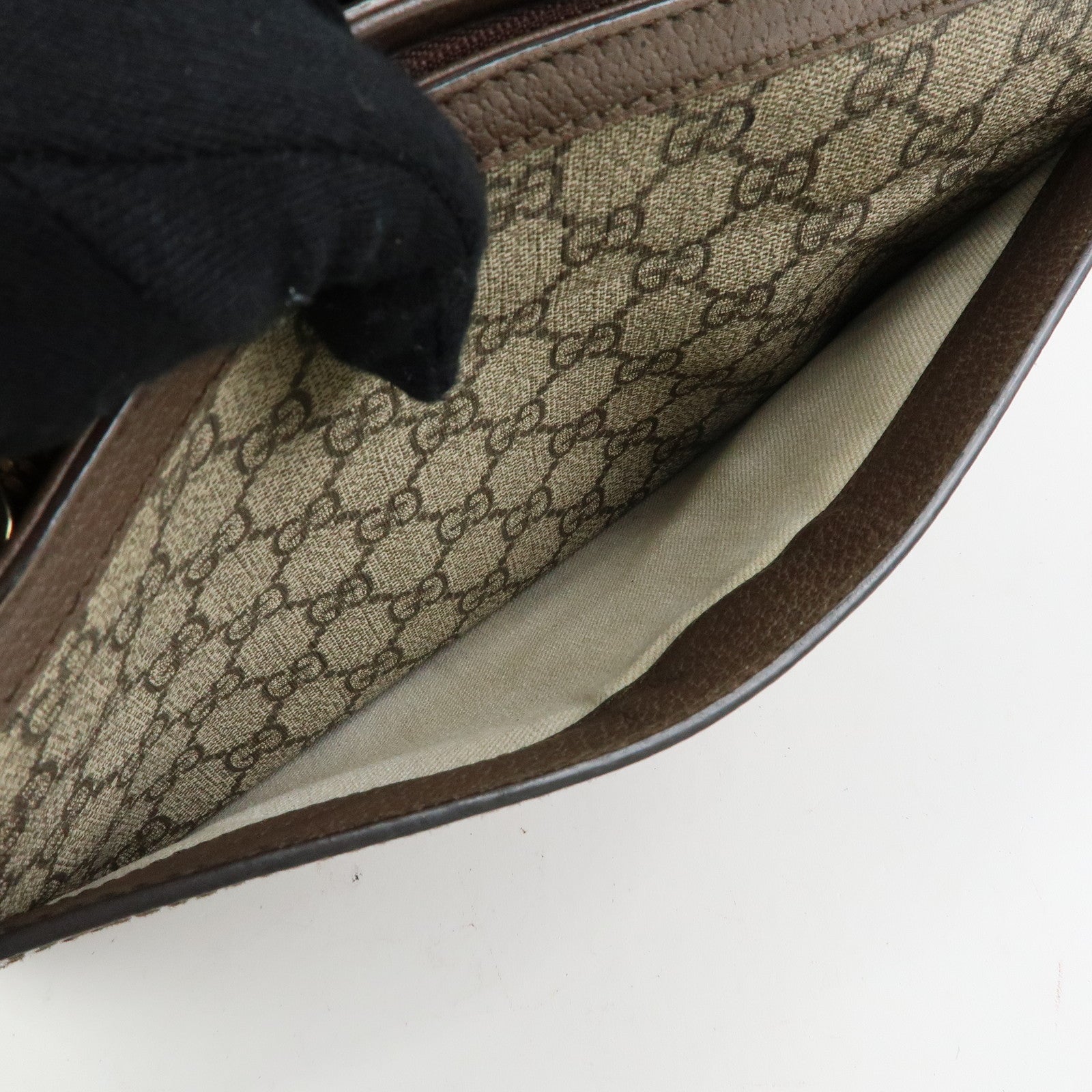GUCCI Ophidia Sherry GG Supreme Leather Shoulder Bag Beige Brown 523354