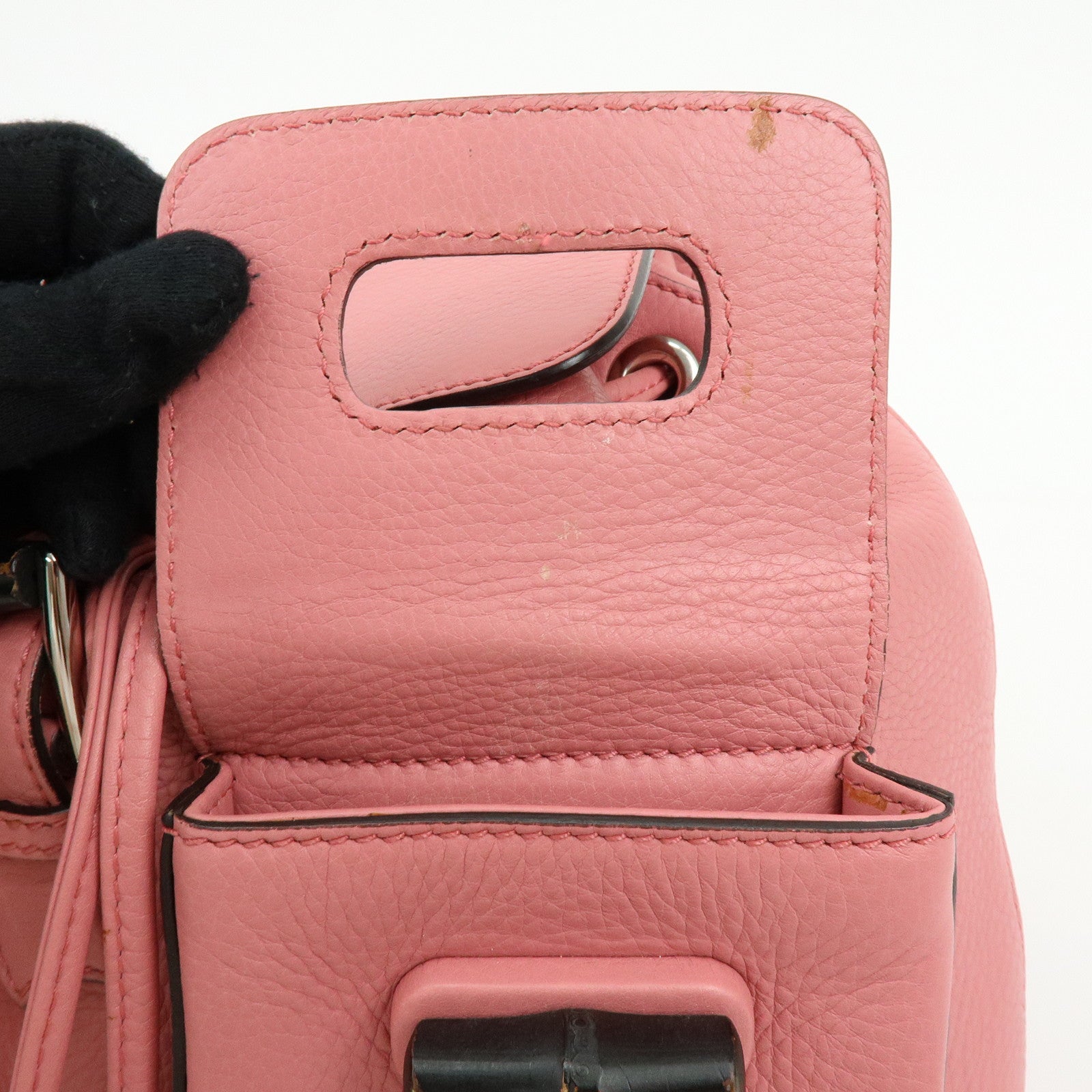 GUCCI Bamboo Tassel Leather Backpack Rucksack Pink 370833