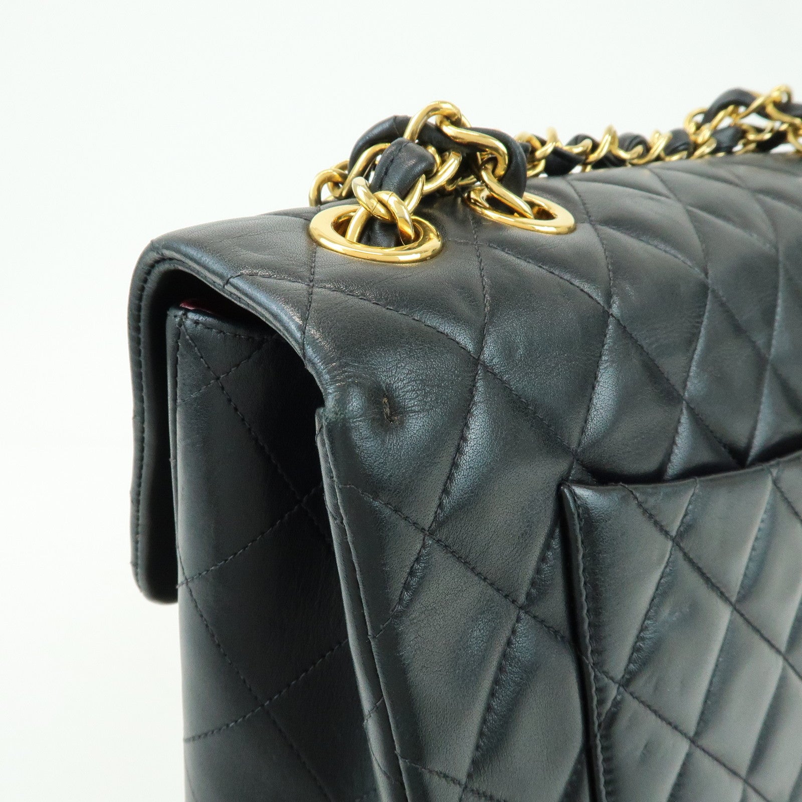 CHANEL Jumbo Matelasse 34 Lamb Skin Chain Shoulder Bag Black A01094
