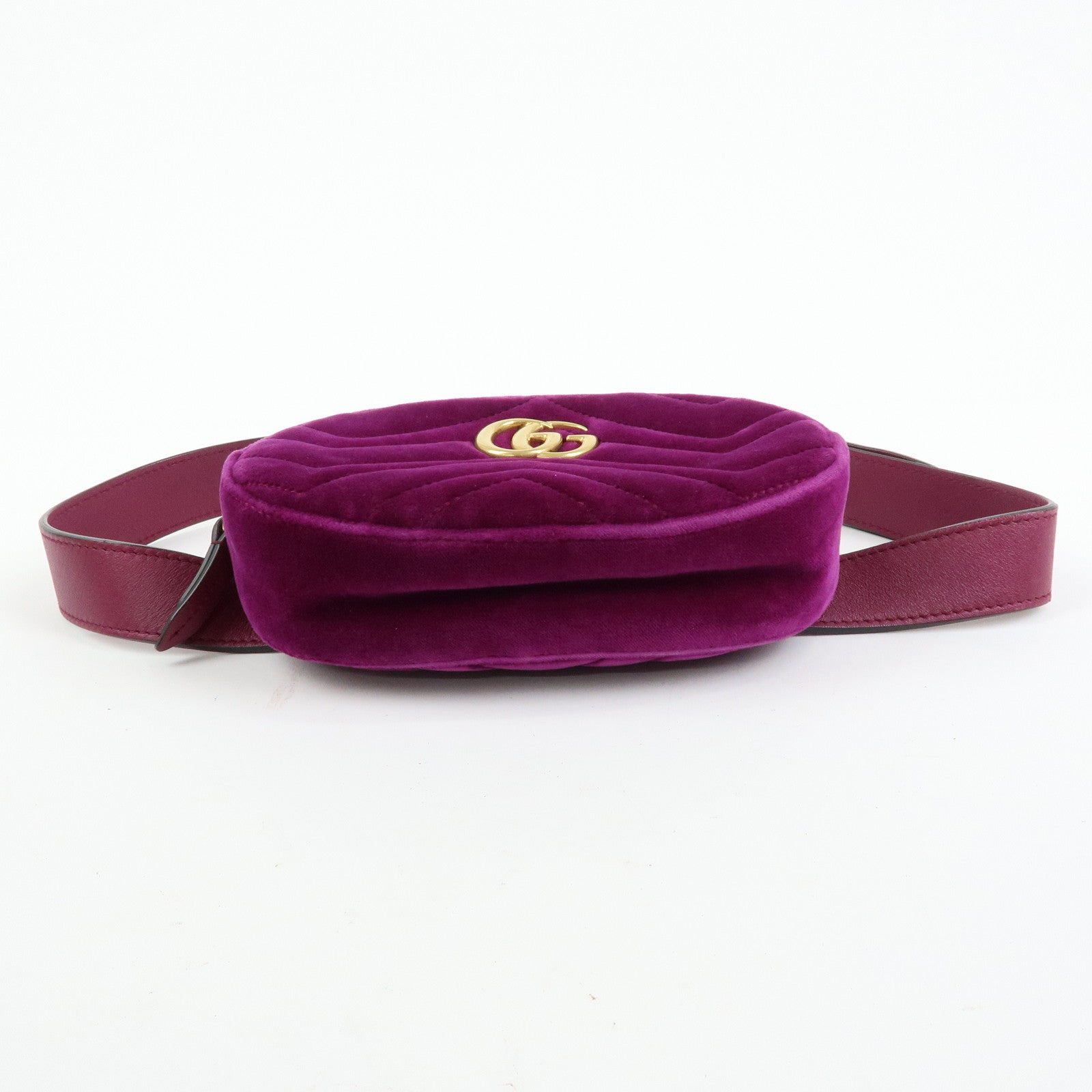 GUCCI GG Marmont Double G Velvet Leather Waist Pouch Body Bag 476434