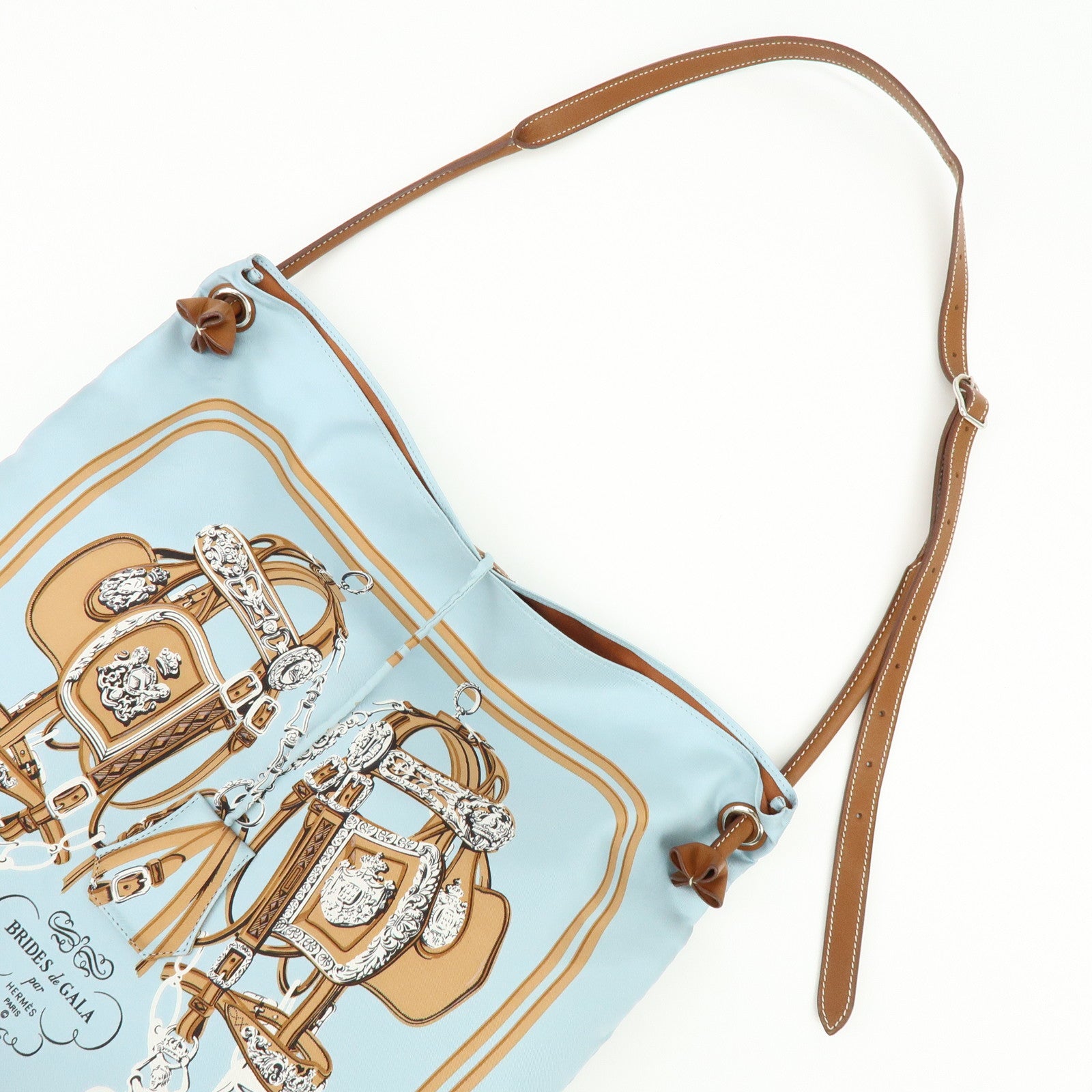 HERMES Silk Leather Silky City MM Shoulder Bag BRIDESdeGALA Blue
