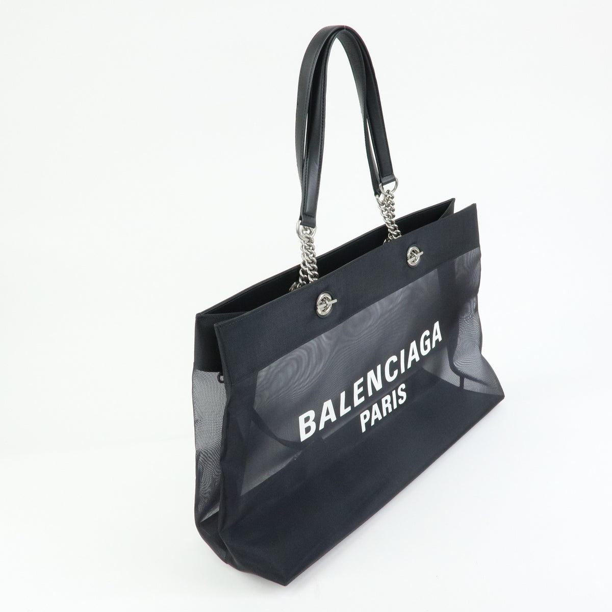 BALENCIAGA Duty Free Mesh Leather Tote Bag  Shoulder Bag Black 535269