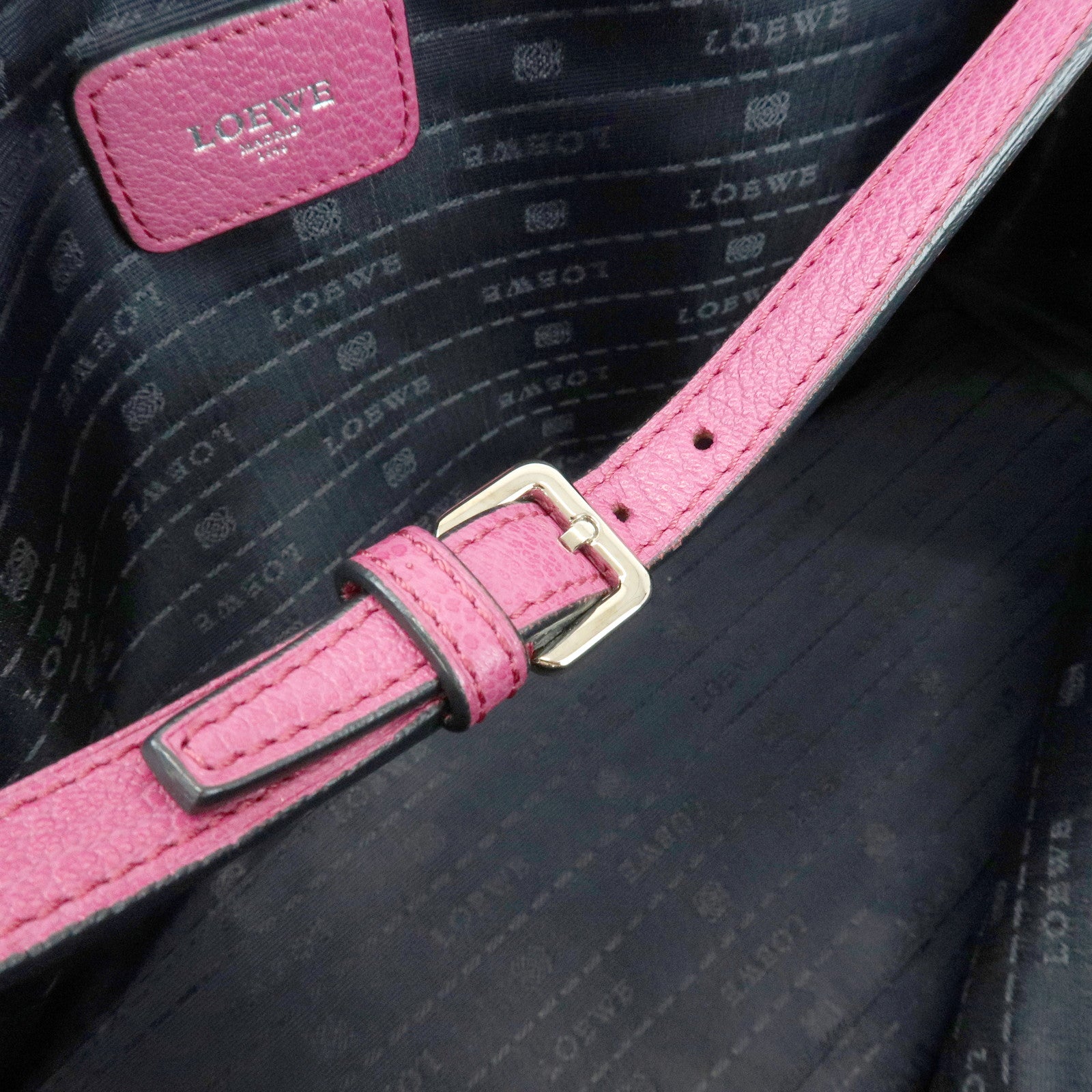 LOEWE Anagram Leather Hand Bag Shoulder Bag Mini Boston Bag Pink