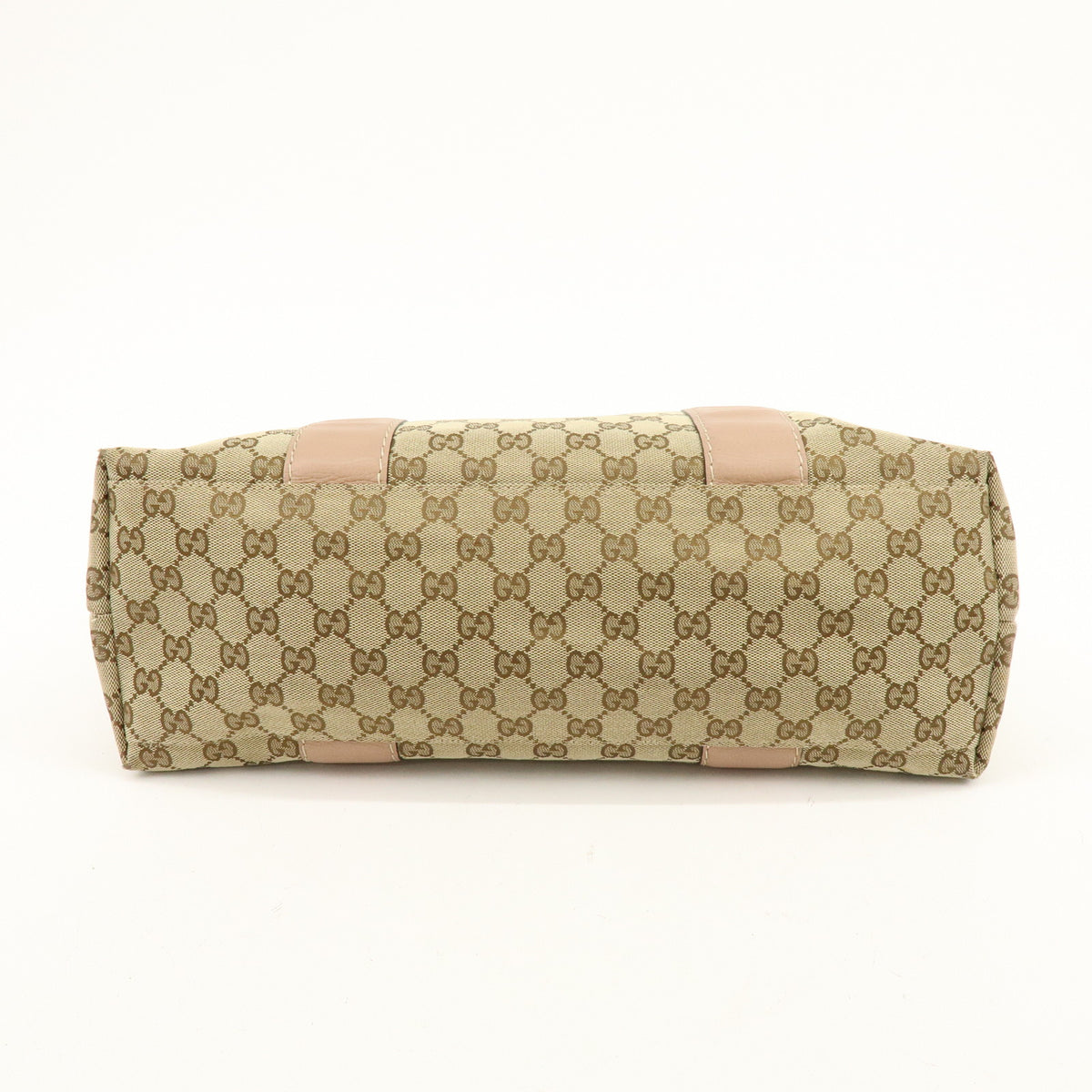 GUCCI Bamboo GG Canvas Leather Tote Bag Beige Brown Pink 232947