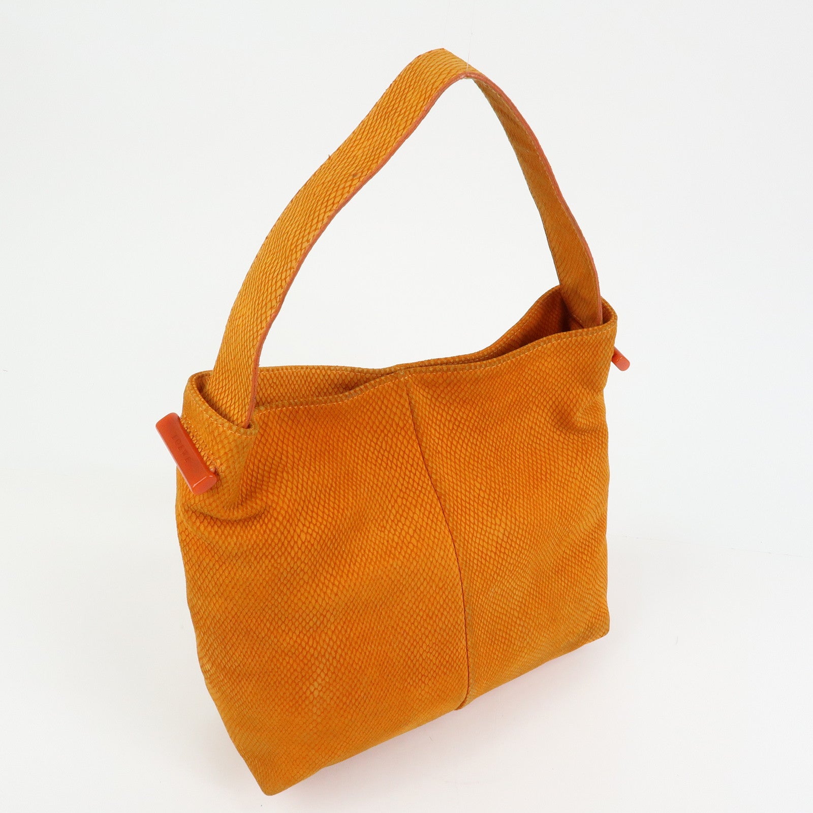 LOEWE Logo Suede Shoulder Bag Tote Bag Hand Bag Orange
