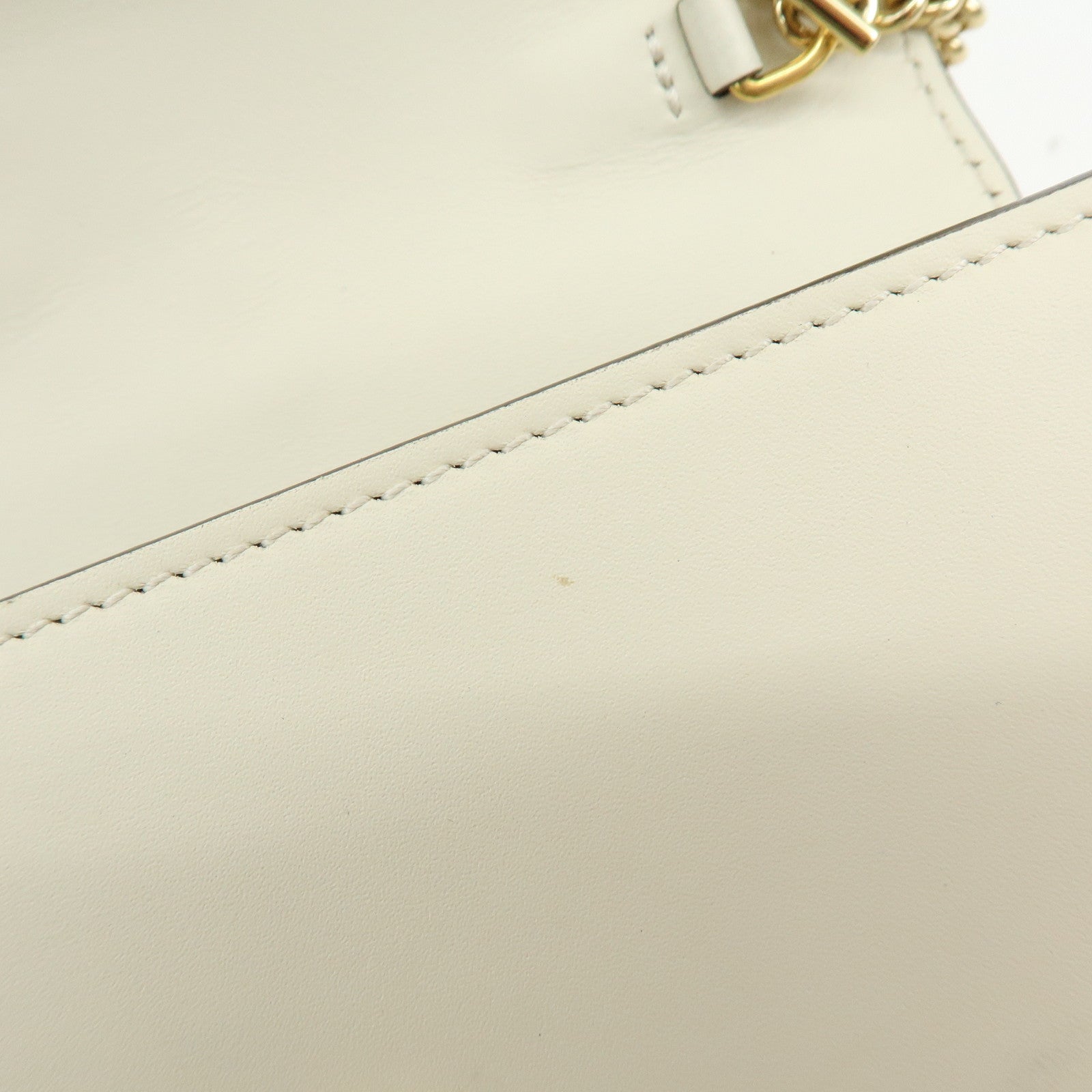 GUCCI Sylvie Sherry Leather Chain Mini Shoulder Bag White 494646