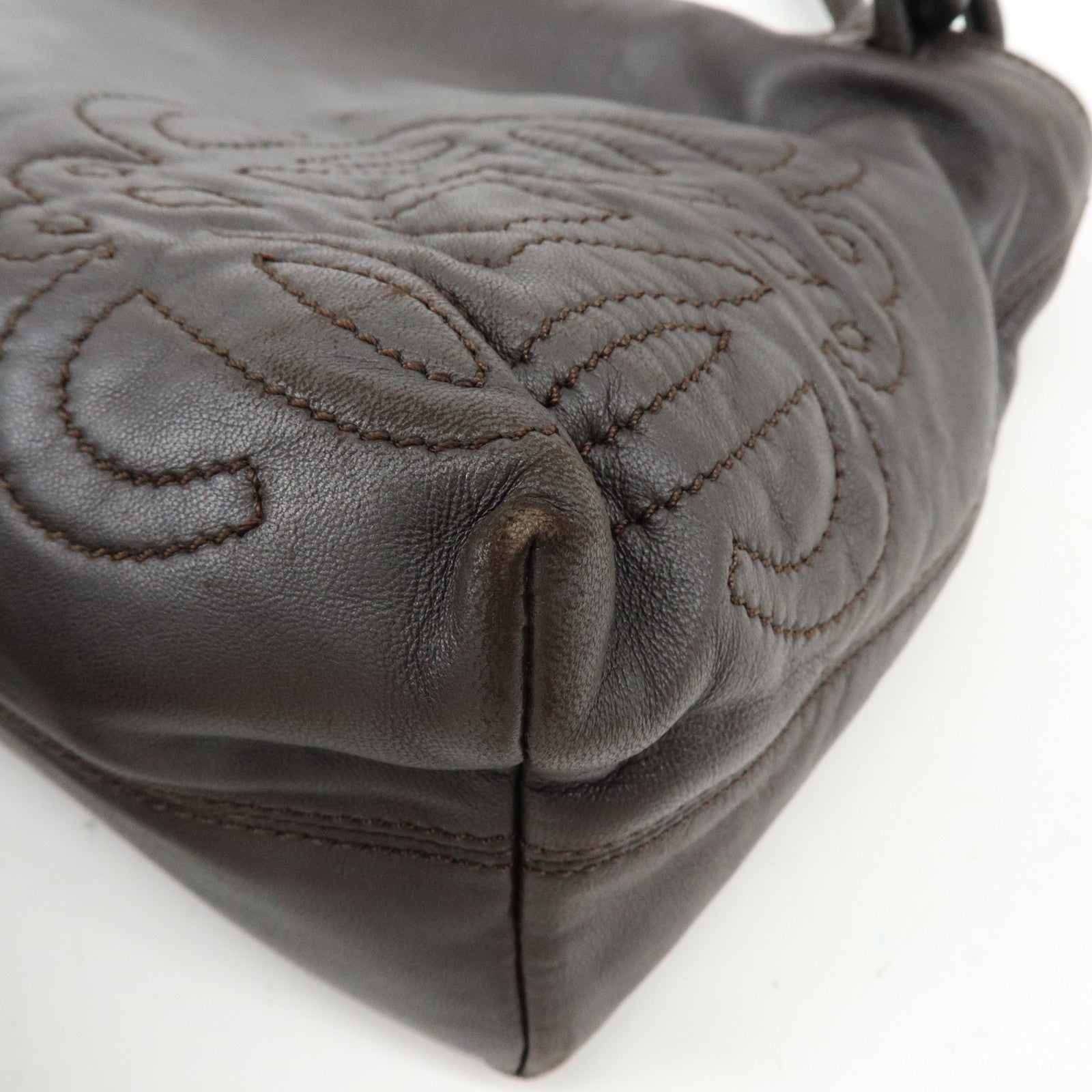 LOEWE Anagram Nappa Leather Hand Bag Shoulder Bag Dark Brown
