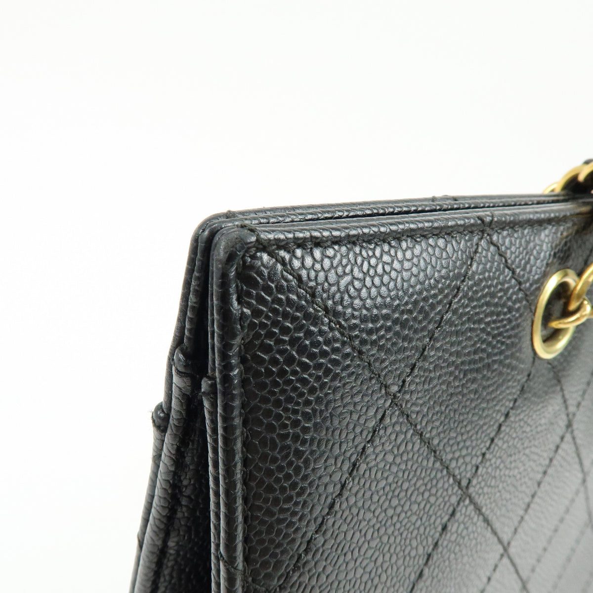 CHANEL Matelasse Caviarskin Chain Shoulder Bag Hand Bag Black A08907