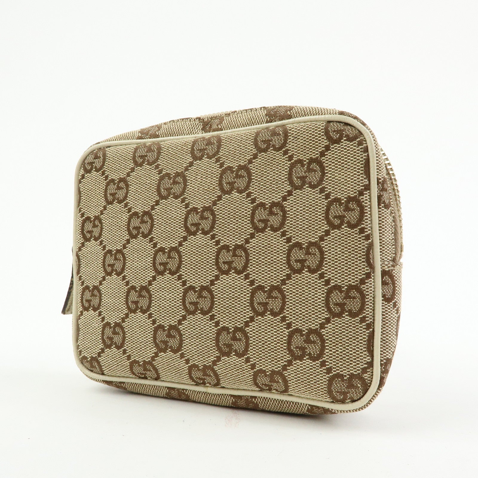 GUCCI GG Canvas Leather Shoulder Crossbody Bag Beige White 120975