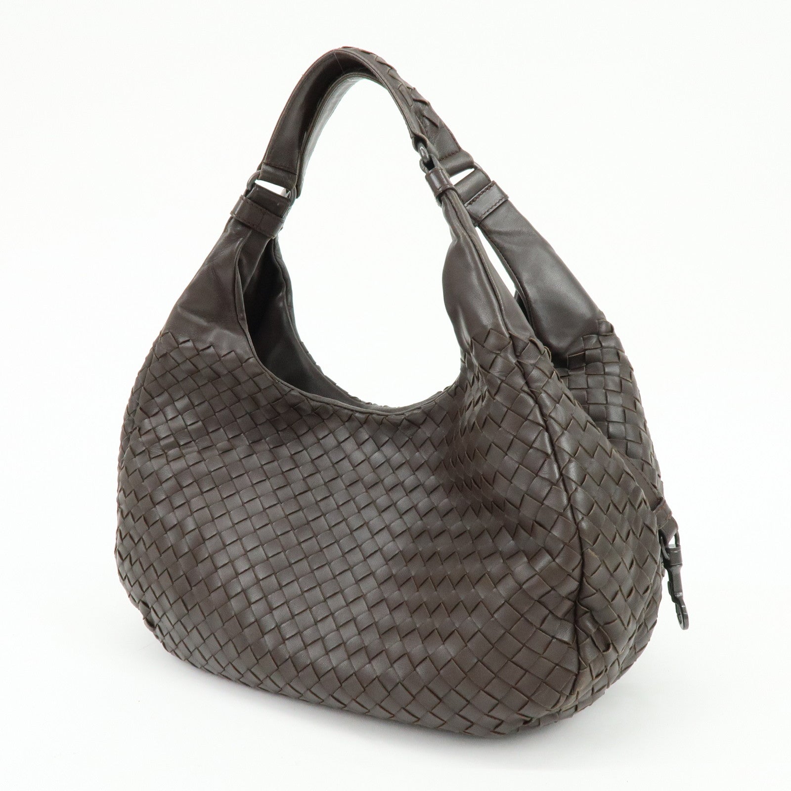 BOTTEGA VENETA Intrecciato Campana Shoulder Bag Hand Bag Brown 125787　