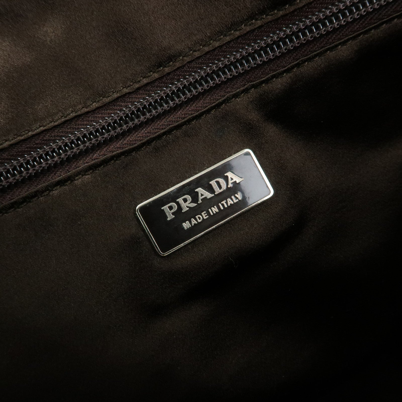 PRADA Triangle Logo Canvas Leather Boston Bag Brown Yellow B10813