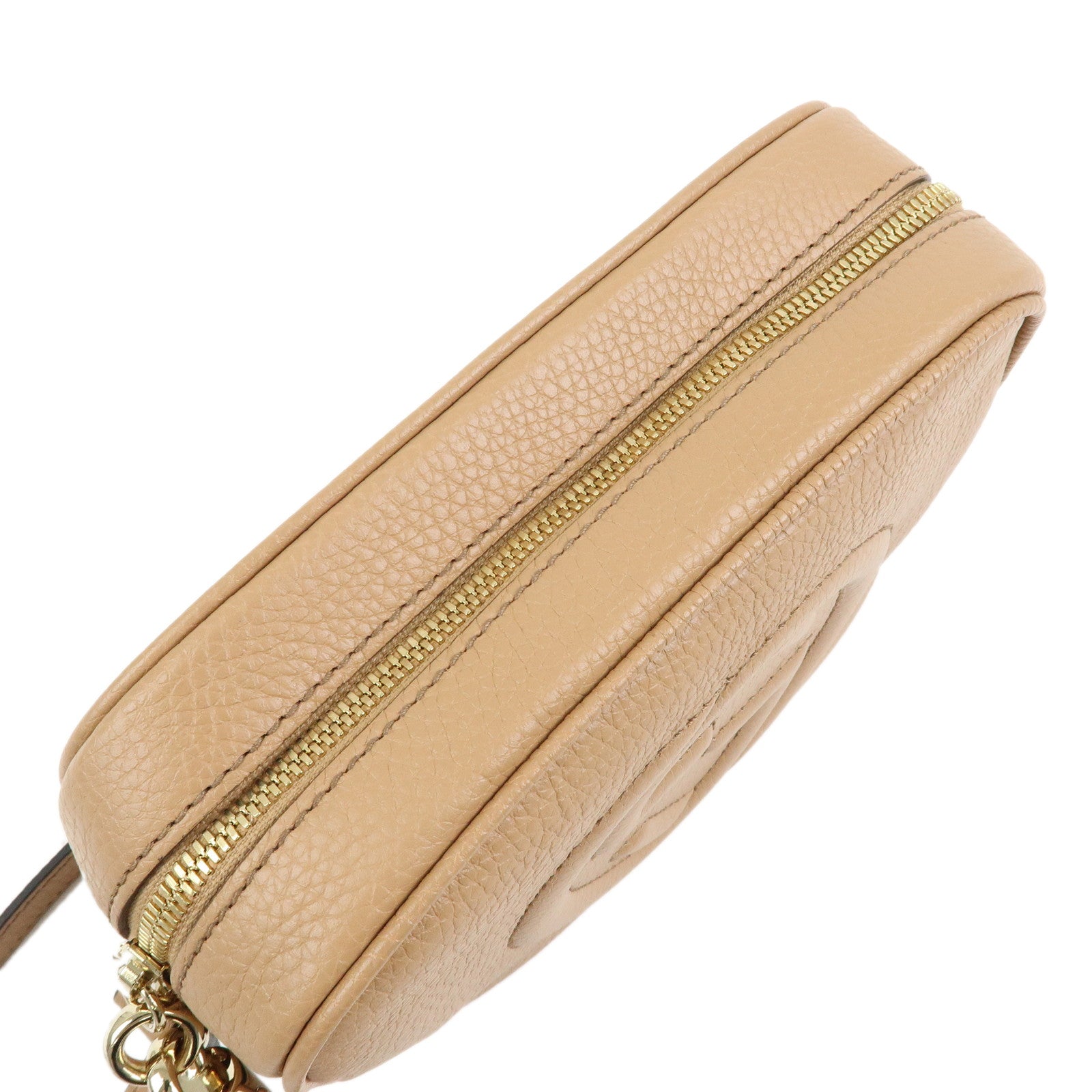 GUCCI SOHO Interlocking G Leather Small Disco Shoulder Bag Beige 308364