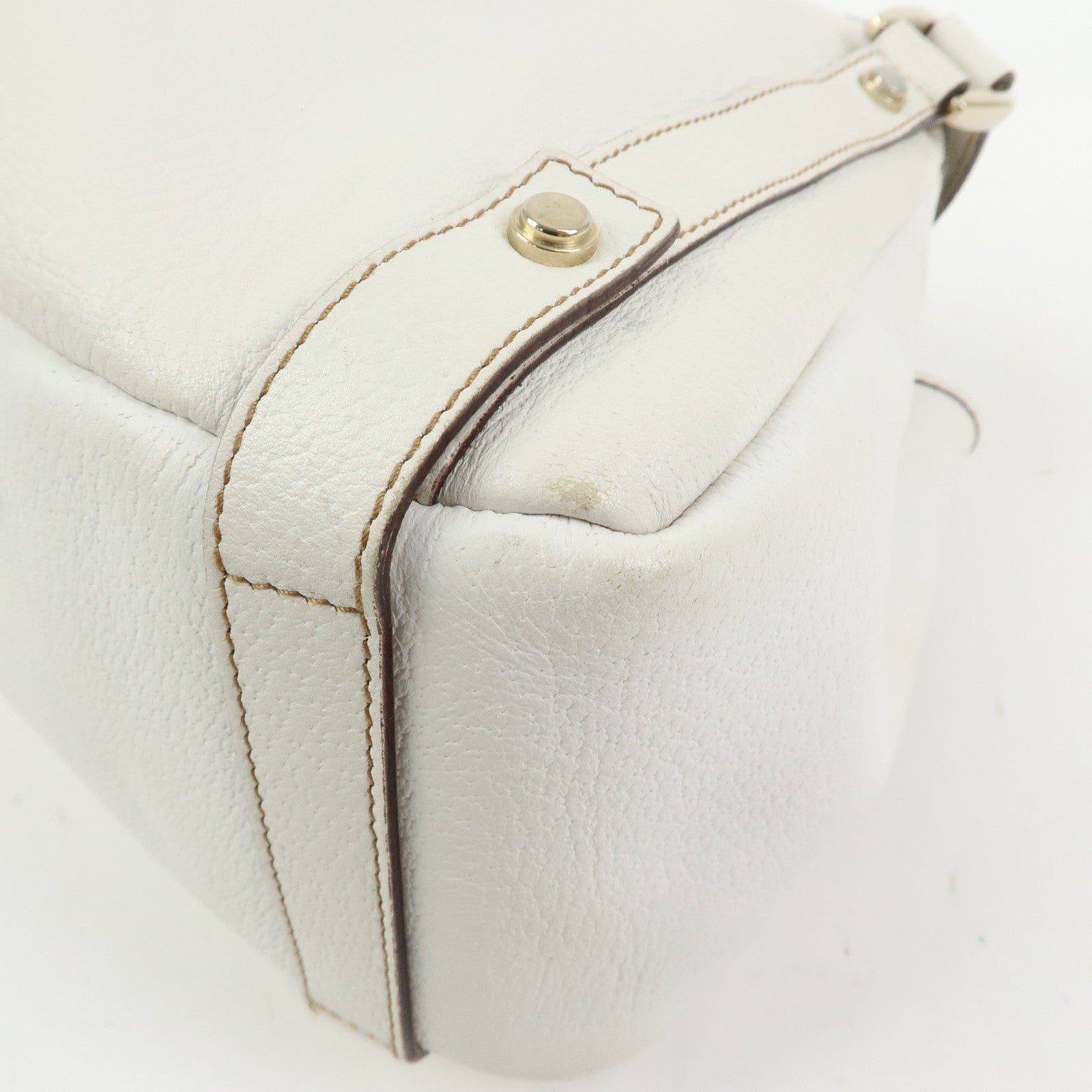 Gucci Abbey Leather Tote Bag Shoulder Bag Hand Bag White 130736