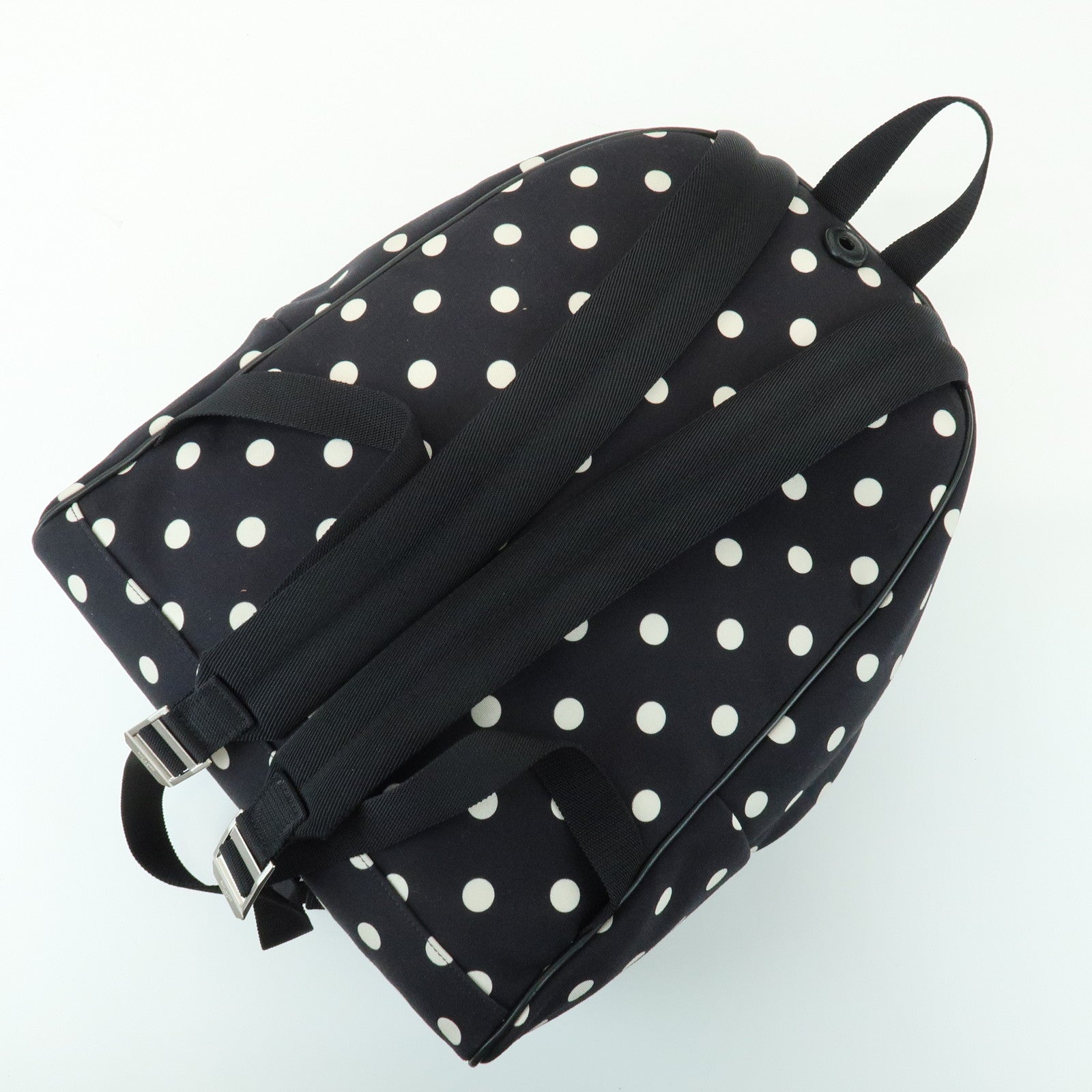 SAINT LAURENT PARIS City Canvas Backpack Rucksack Polka Dot Black White