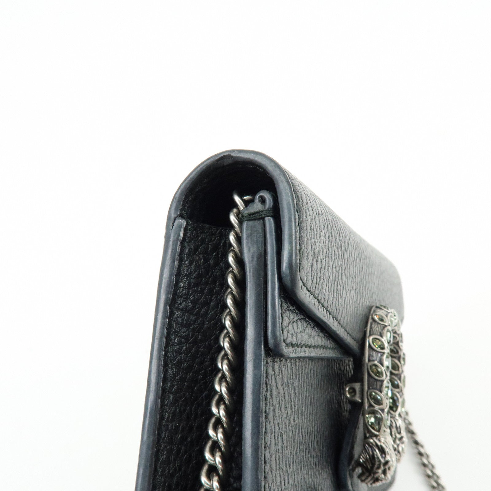 GUCCI Dionysus Super Mini Bag Leather Chain Shoulder Bag Black