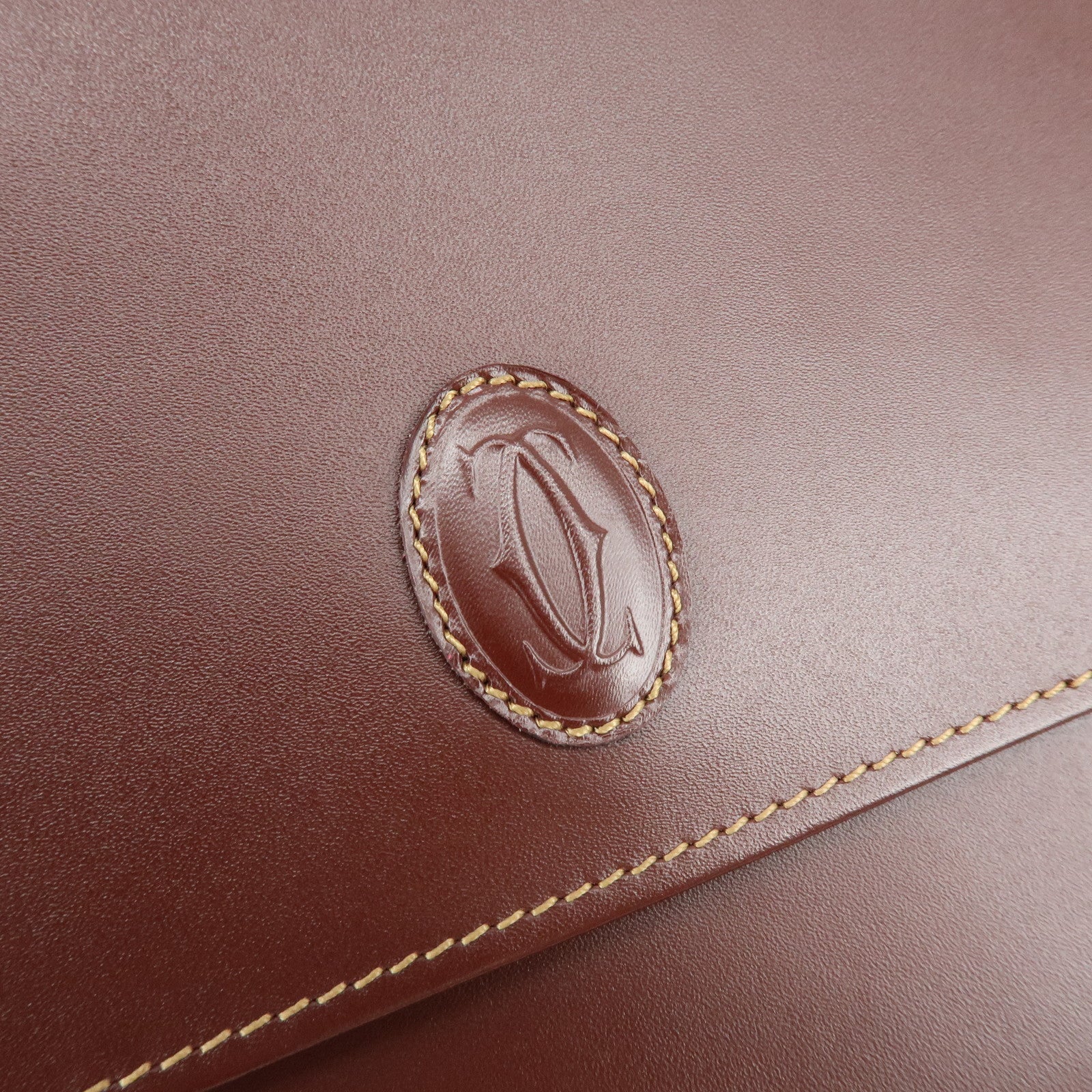 Cartier Must de Cartier Leather Clutch Bag Flat Pouch Bordeaux