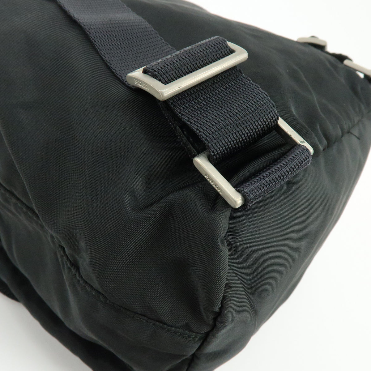 PRADA Triangle Logo Nylon Leather Backpack Rucksack Black