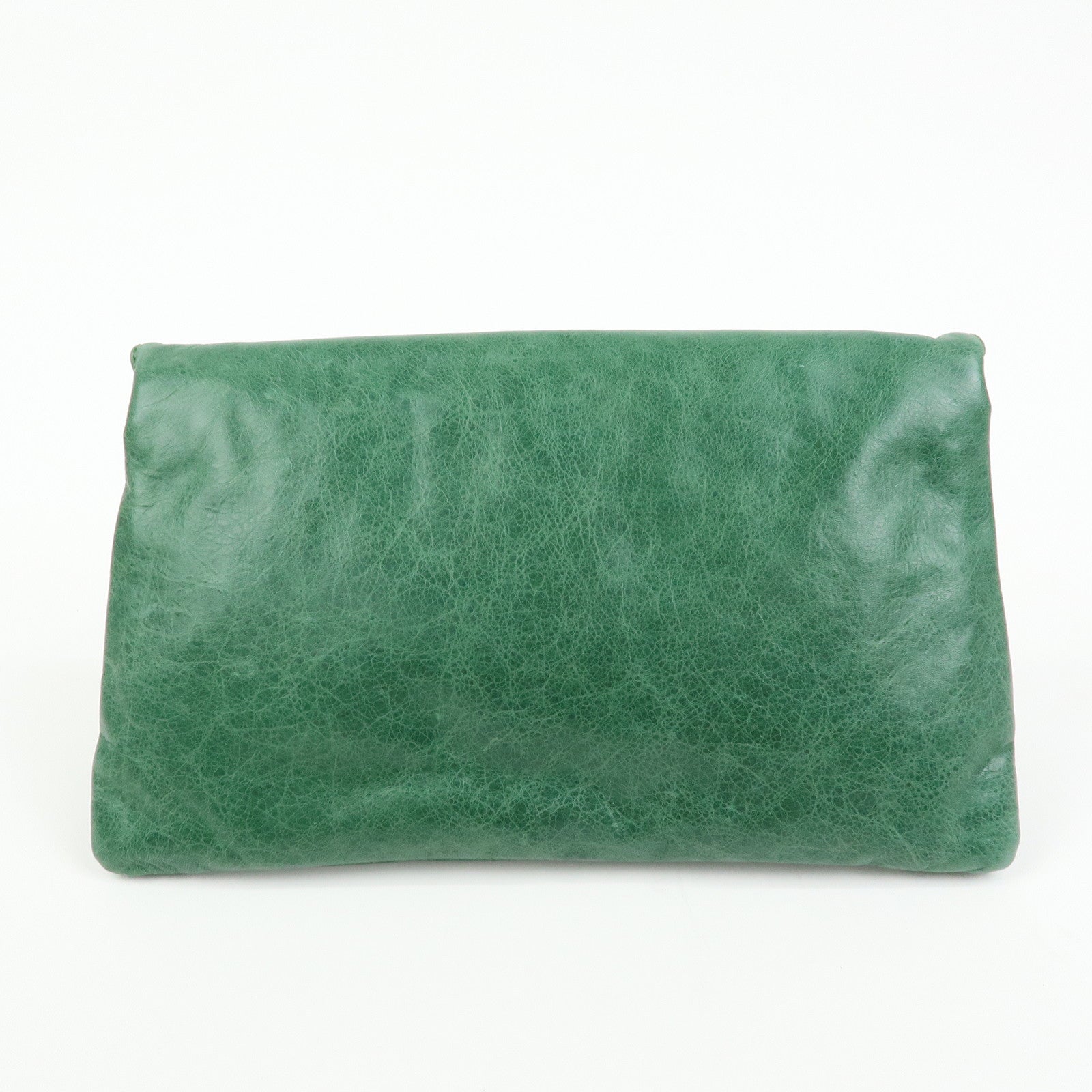 BALENCIAGA Giant Envelope Leather Clutch Bag Pouch Green 186182