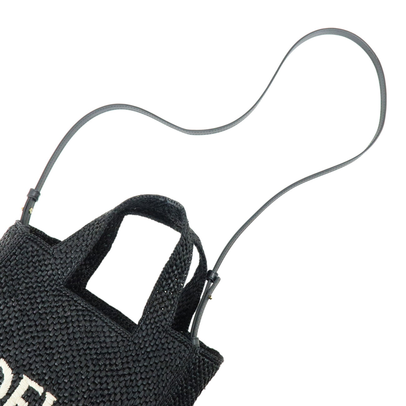 LOEWE Font Tote Raffia 2Way Bag Hand Bag Shoulder Bag Black