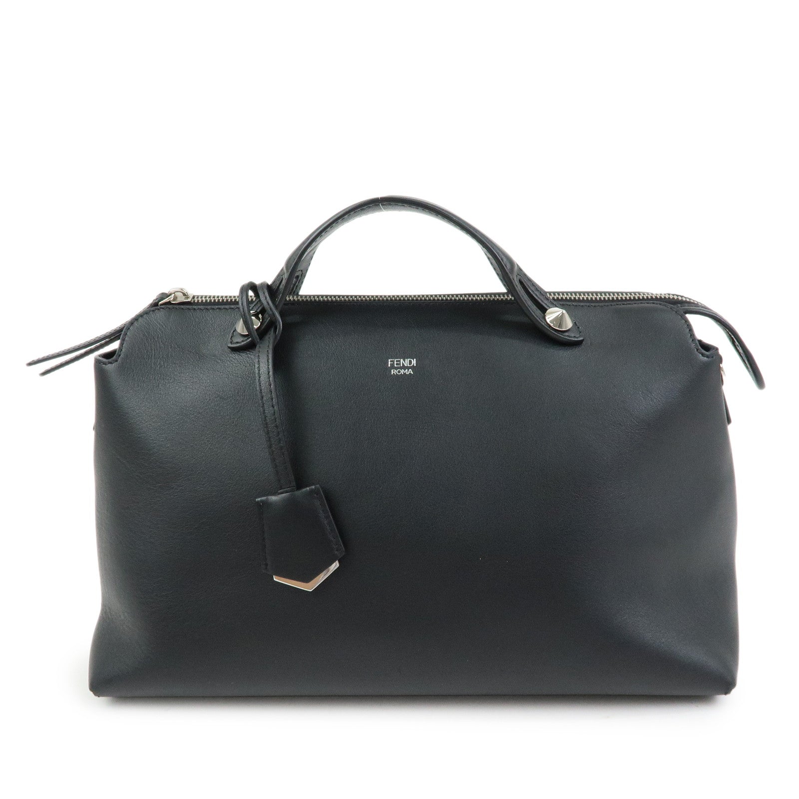 FENDI By The Way Large Leather 2Way Bag Hand Bag Black 8BL125