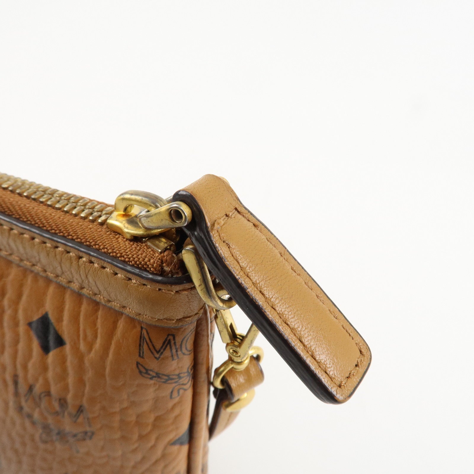 MCM Visetos Leather Shoulder Bag Clutch Bag Hand Bag Brown Used