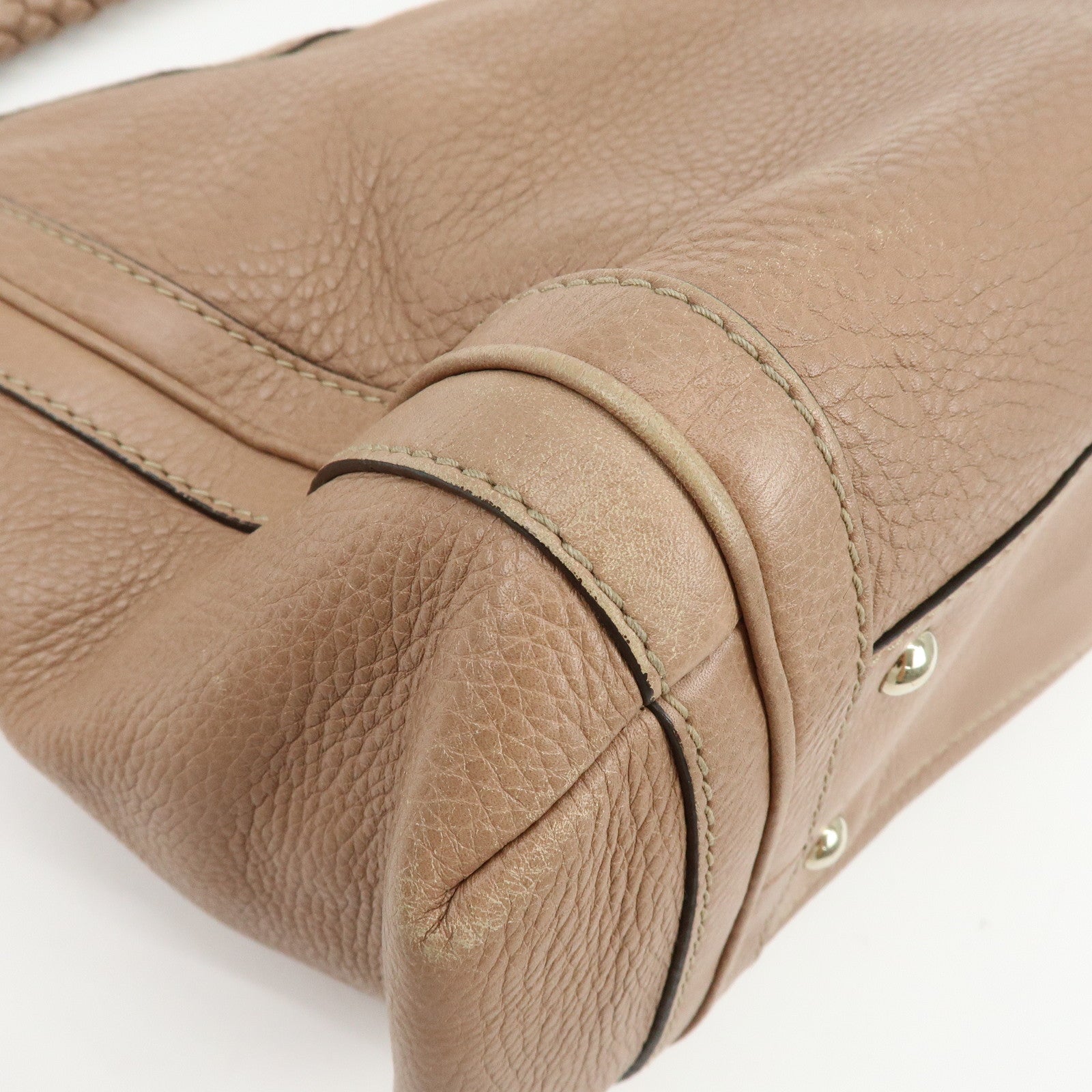 GUCCI Bamboo Leather Shoulder Bag Hand Bag Pink Beige 269949