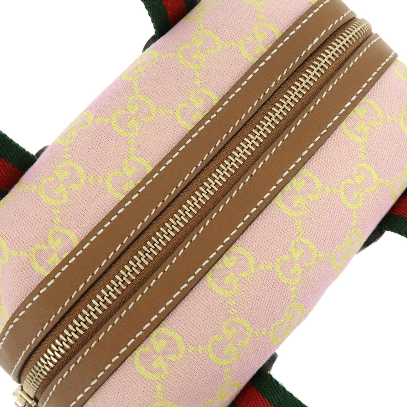 GUCCI Sherry GG Canvas Leather 2Way Bag Hand Bag Pink Yellow 856055