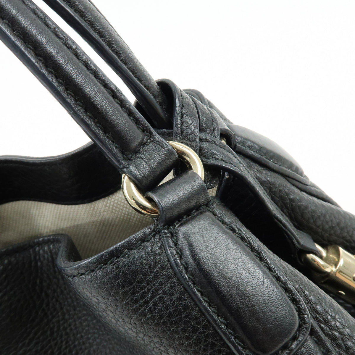 GUCCI SOHO Interlocking G Leather 2Way Bag Hand Bag Black 336751