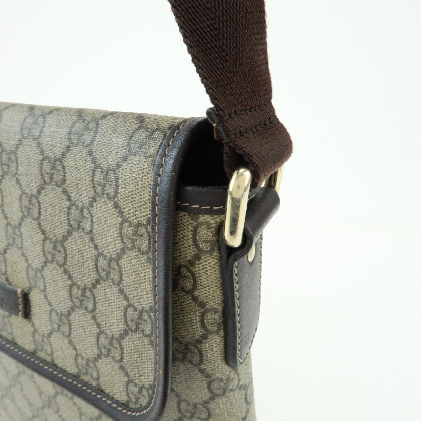 GUCCI GG Supreme Leather Shoulder Crossbody Bag Beige Brown 223666