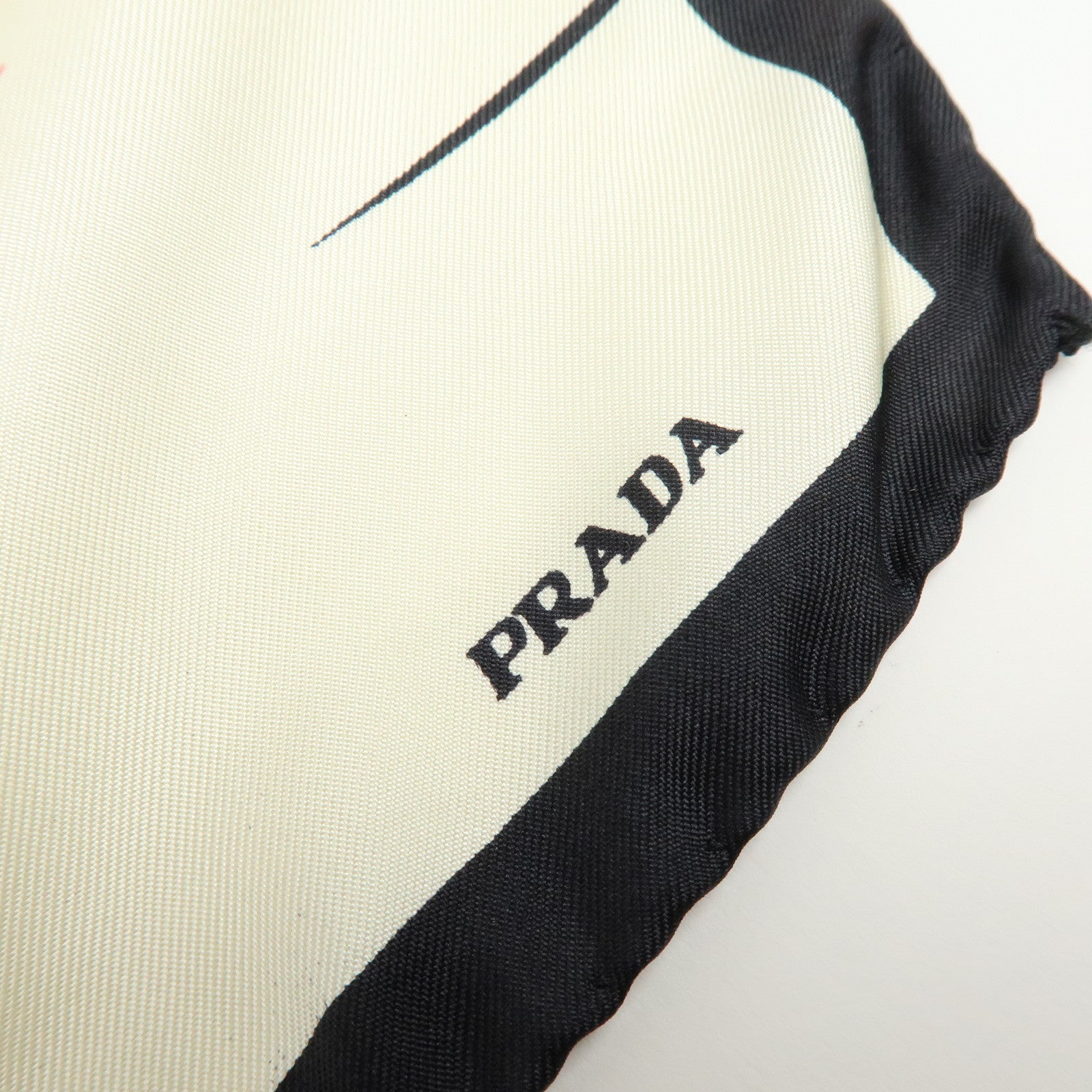 PRADA Silk Townscape Print Scarf Shawl White Black Red Yellow