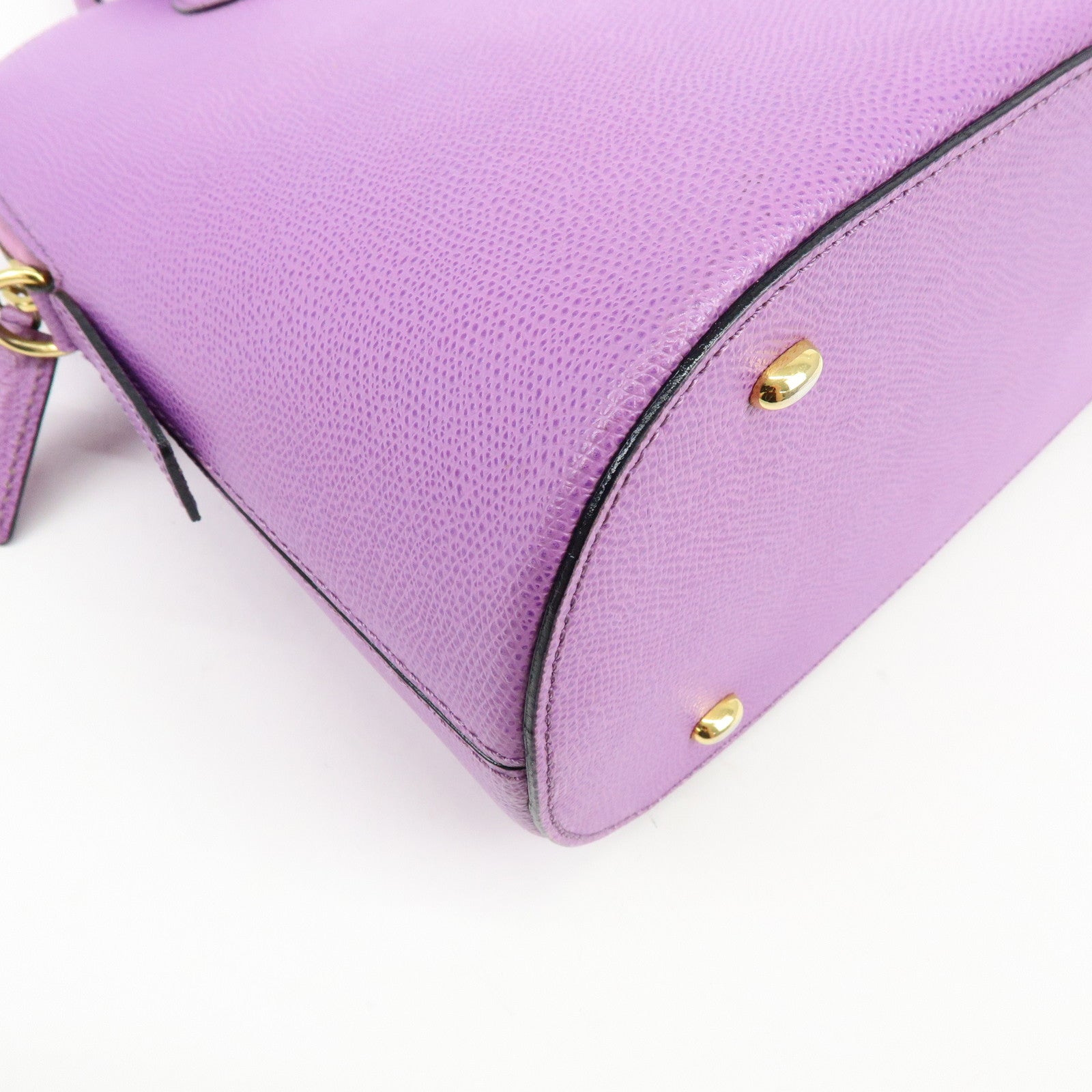 CELINE Leather 2Way Bag Shoulder Hand Bag Purple