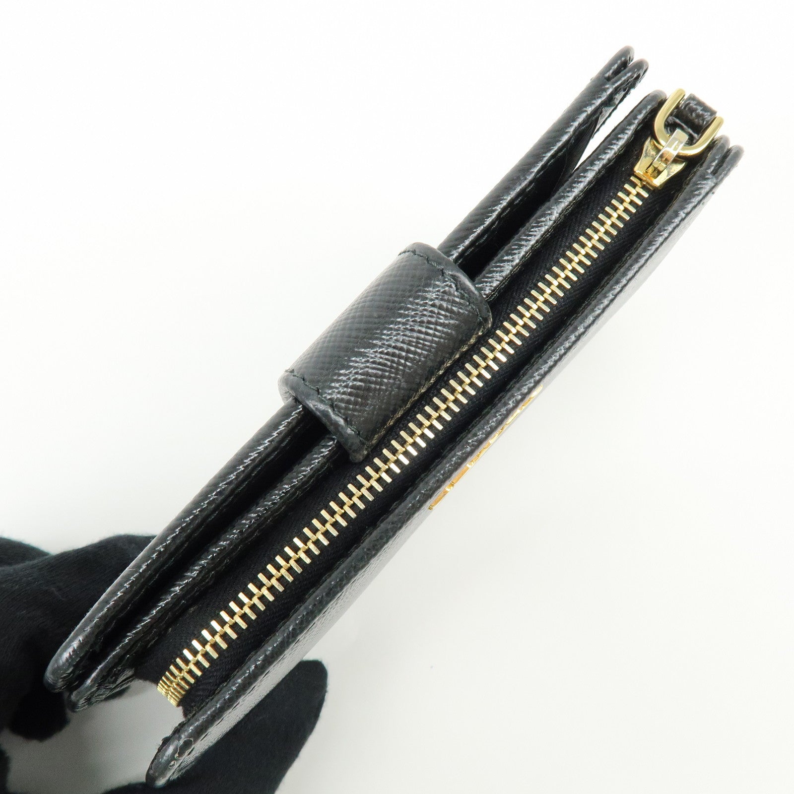PRADA Saffiano Leather Compact Bi-fold Wallet Black 1ML225