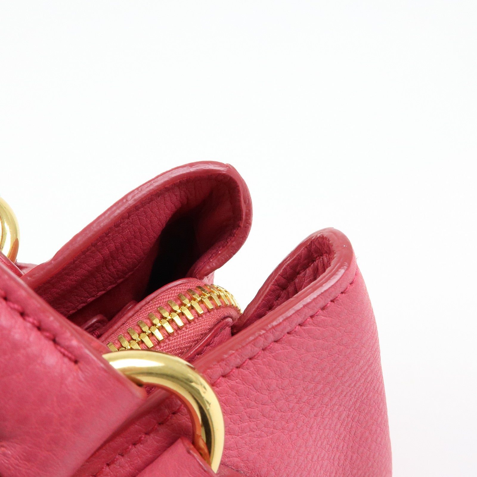 MIU MIU Vitello Caribu Leather 2Way Shoulder Bag Pink RN0757