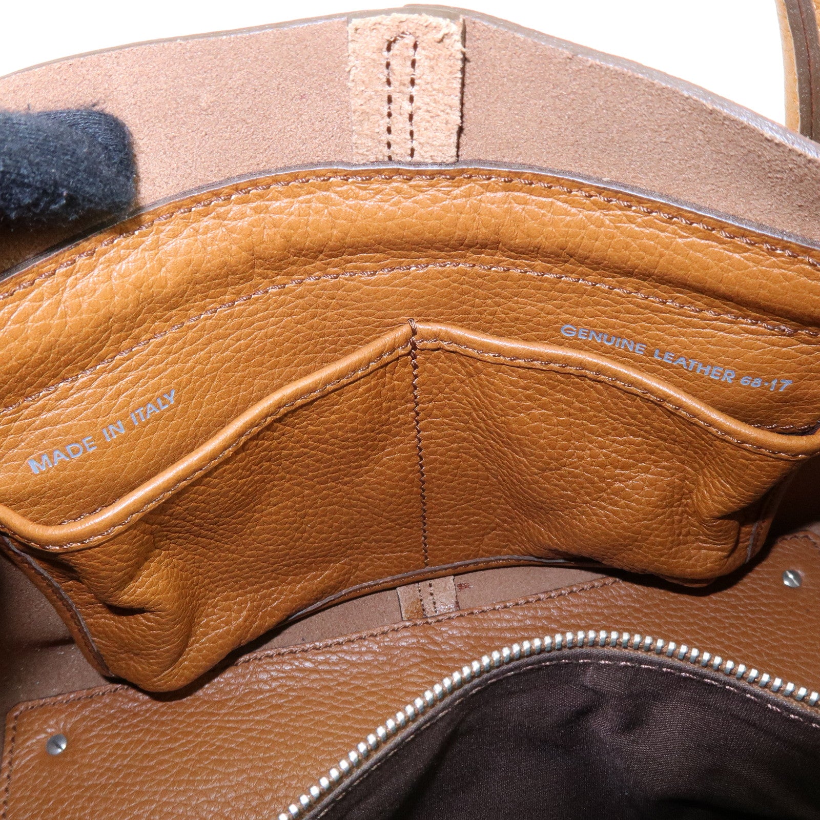 TOD'S Logo Leather Shoulder Bag Hand Bag Tote Bag Camel Brown