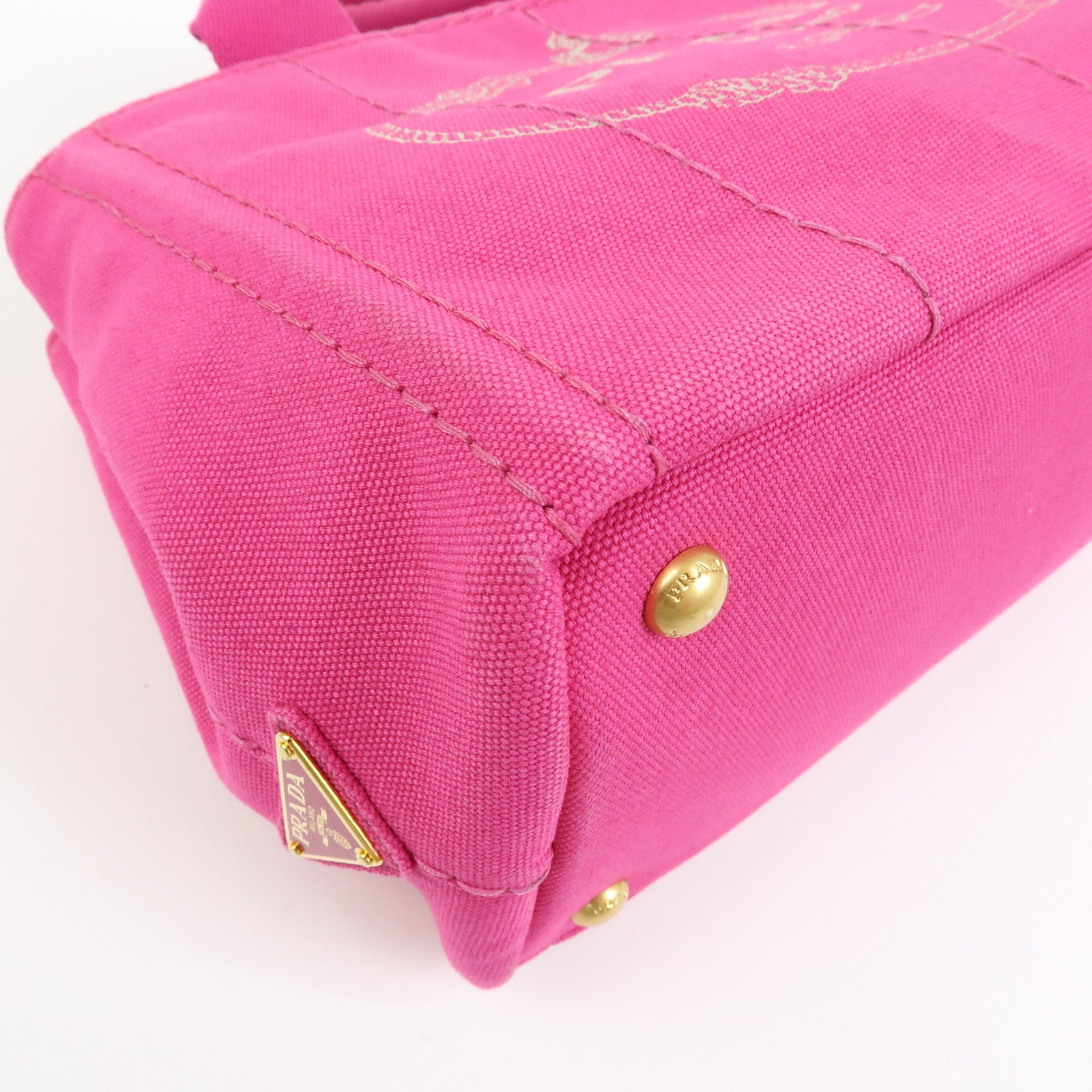 PRADA Triangle Logo Canapa Mini Canvas 2Way Hand Bag Pink B2439G