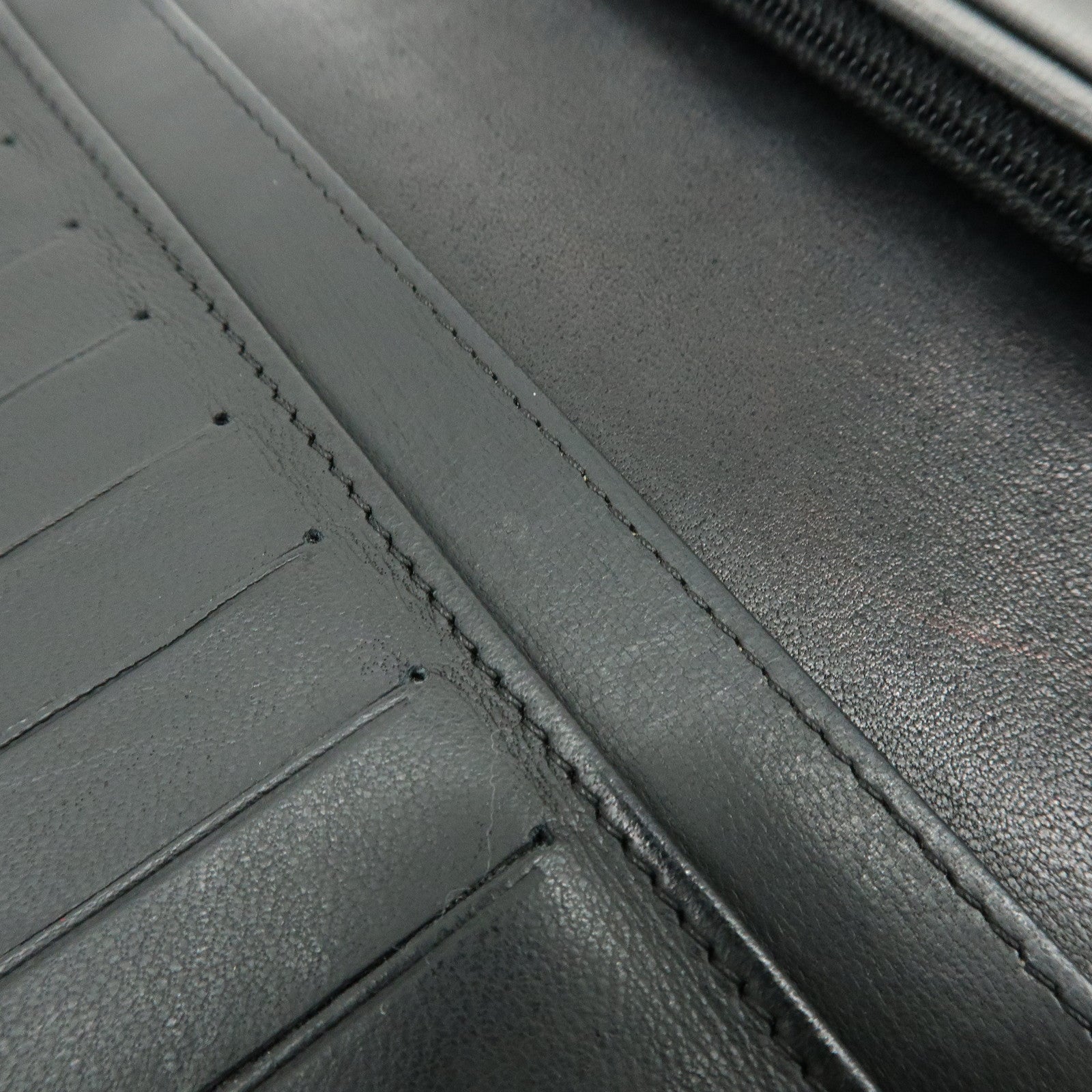 CHANEL COCO Mark Leather Bi-fold Flap Long Wallet Black