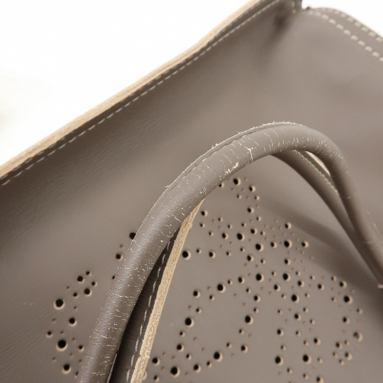 LOEWE Anagram Perforated Shopper Tote Bag Leather Shoulder Bag Brown