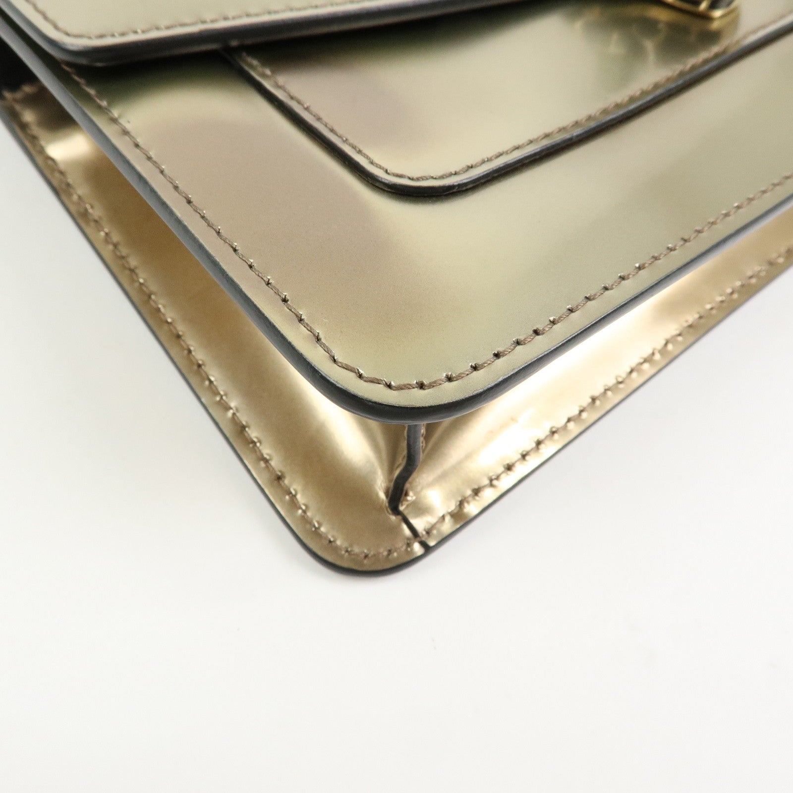 BVLGARI Serpenti Leather Forever Shoulder Crossbody Bag Gold Malachite