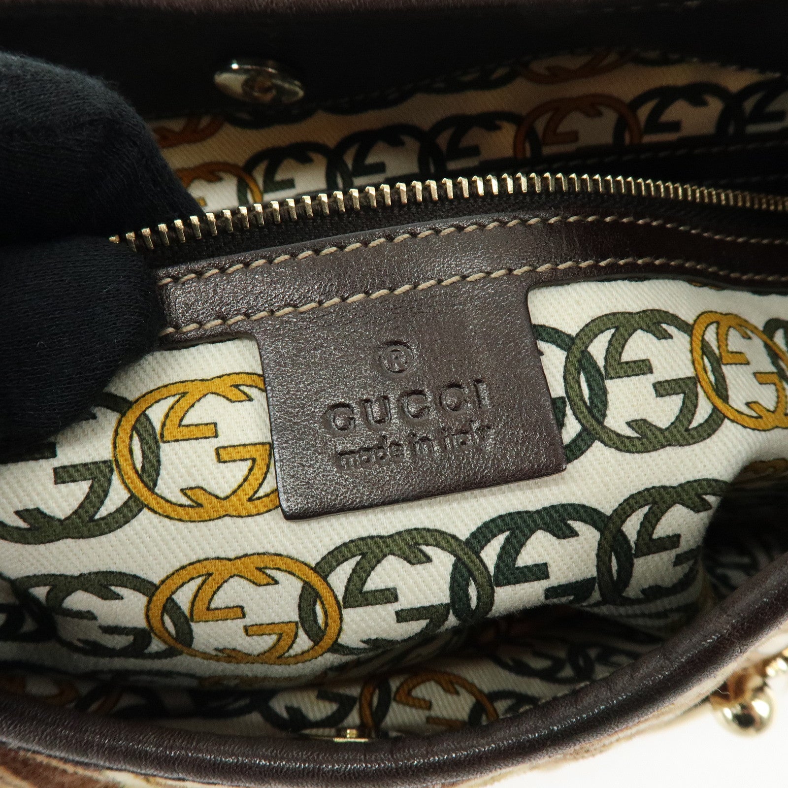 GUCCI 85th Anniversary Horsebit Velour Leather Shoulder Bag 163804