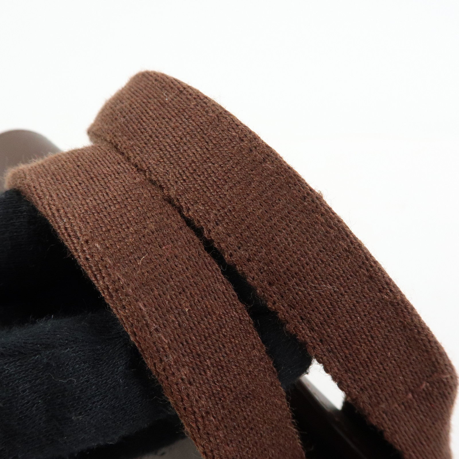 HERMES Toile Chevron Valparaiso Long PM Hand Bag Brown