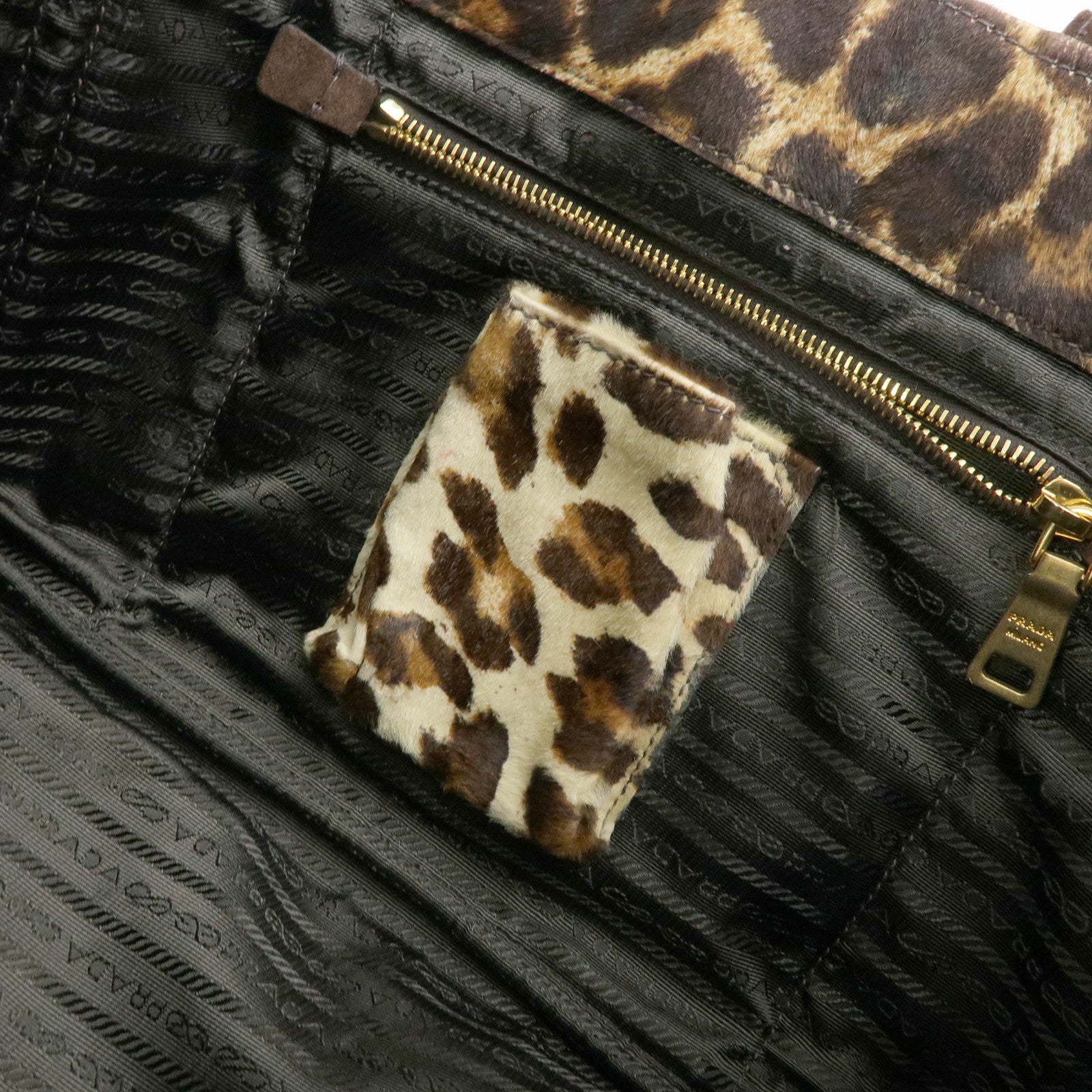 PRADA Triangle Logo Unborn Calf Canapa  2Way Tote Hand Bag BN1877
