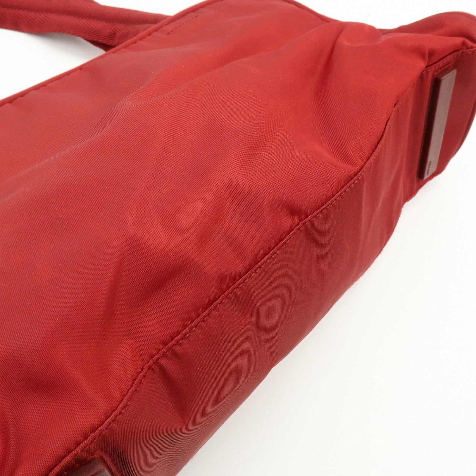 PRADA Triangle Logo Nylon Tote Bag Shoulder Bag Dial Lock Red
