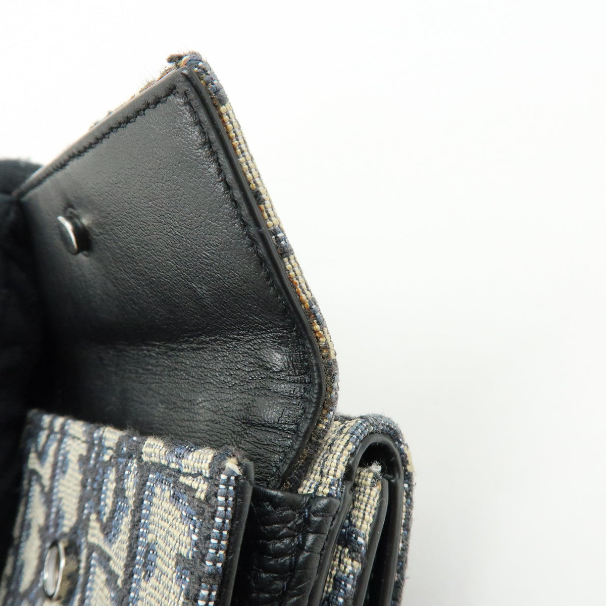 Christian Dior Oblique Jacquard Canvas Leather Tri-fold Compact Wallet
