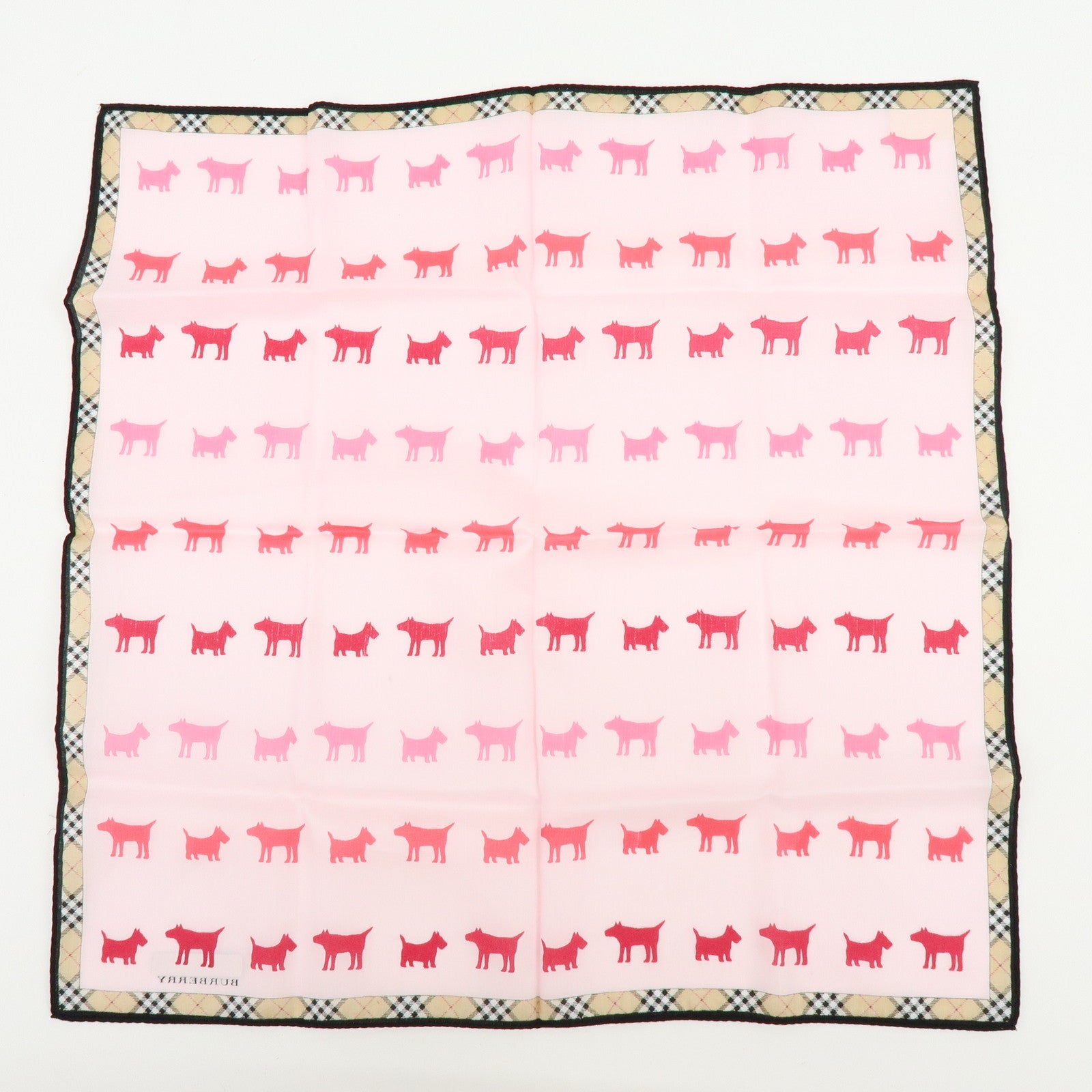 BURBERRY Set of 2 Nova Plaid Cotton 100% Handkerchief Scarf Pink Beige