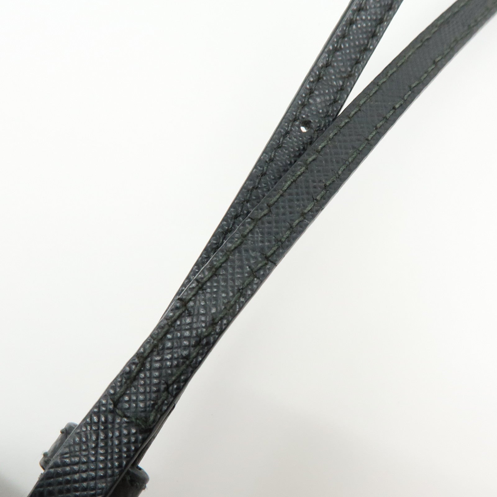PRADA Saffiano Leather Shoulder Crossbody Bag Ribbon Motif Black 1NF674